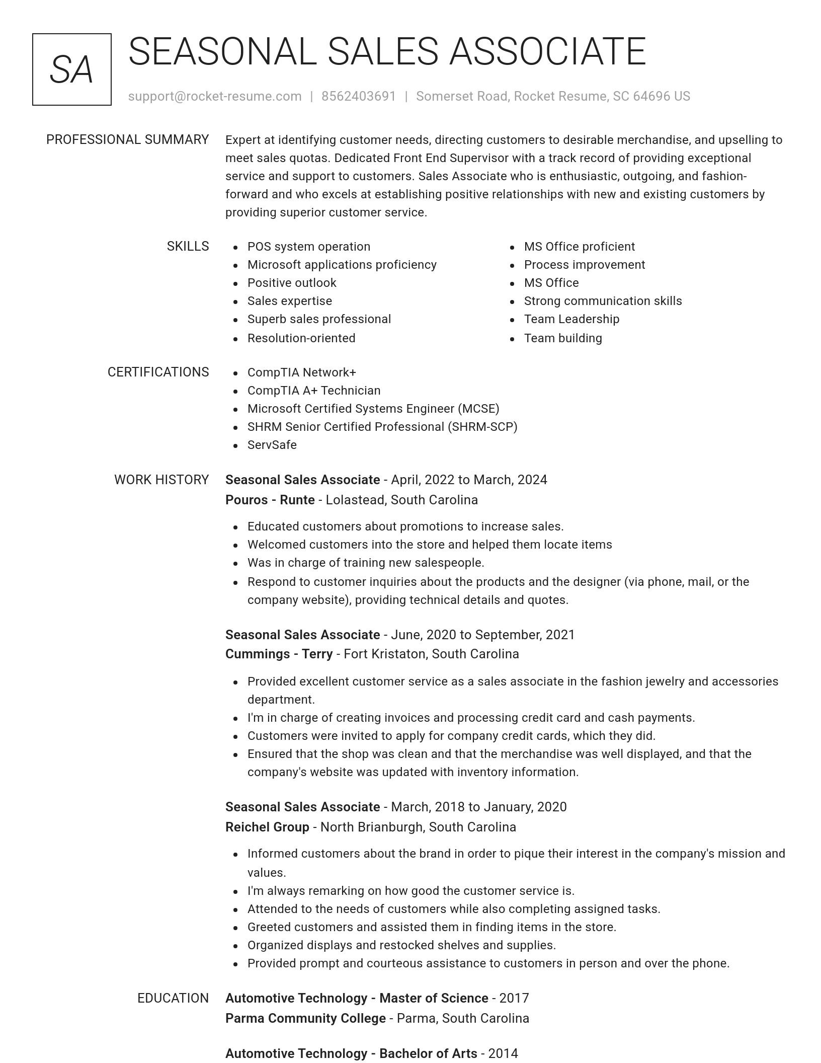Renowned resume template