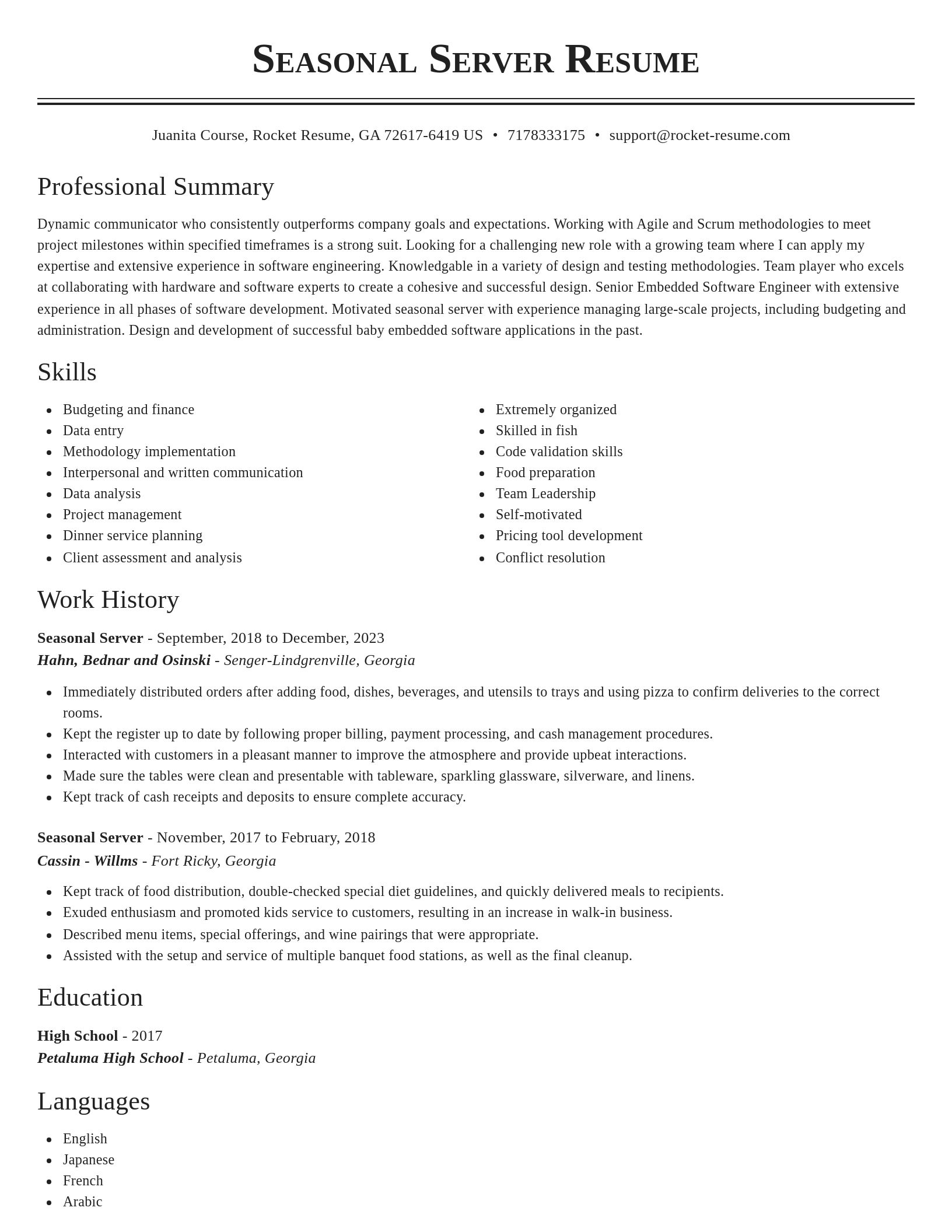 Classic resume template