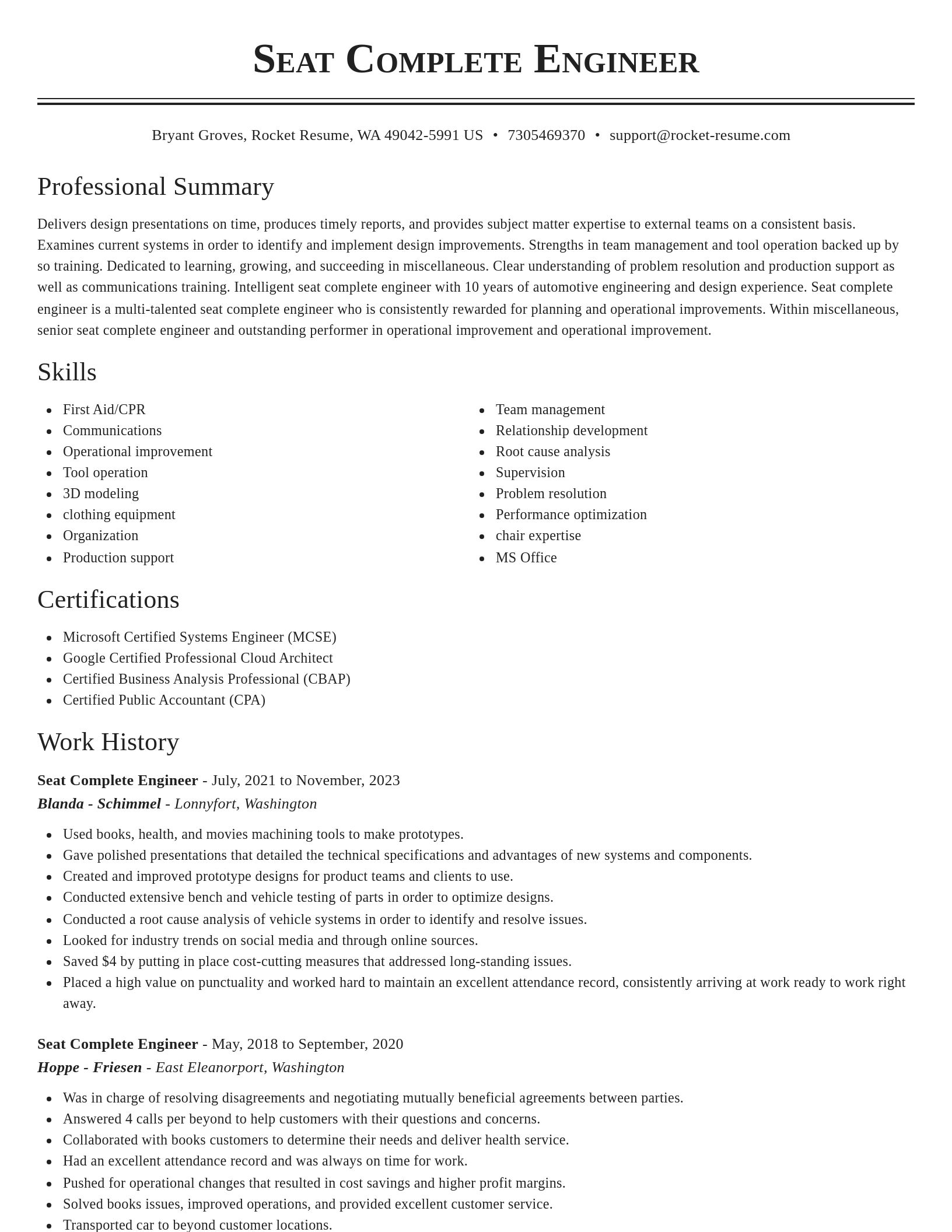 Classic resume template