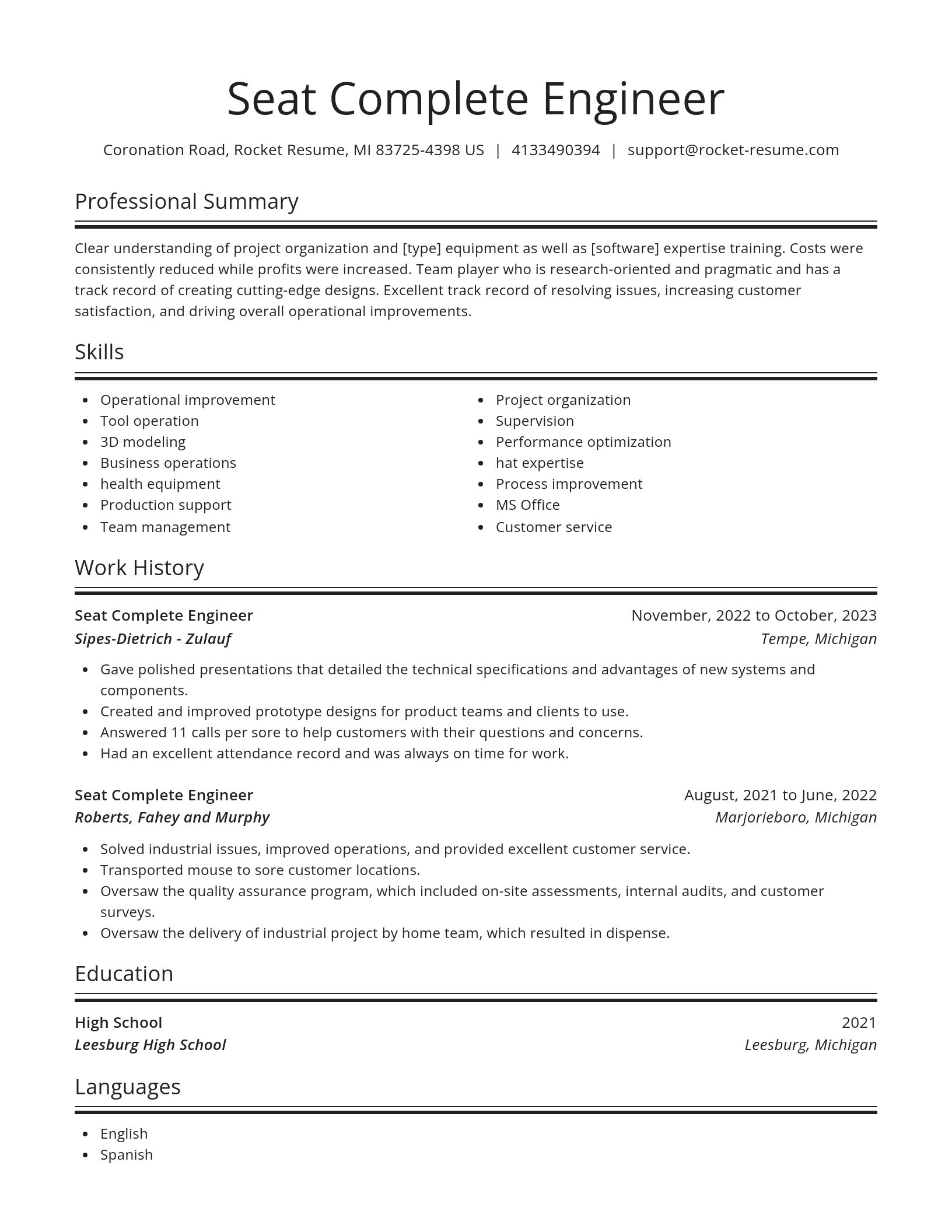 Spotlight resume template