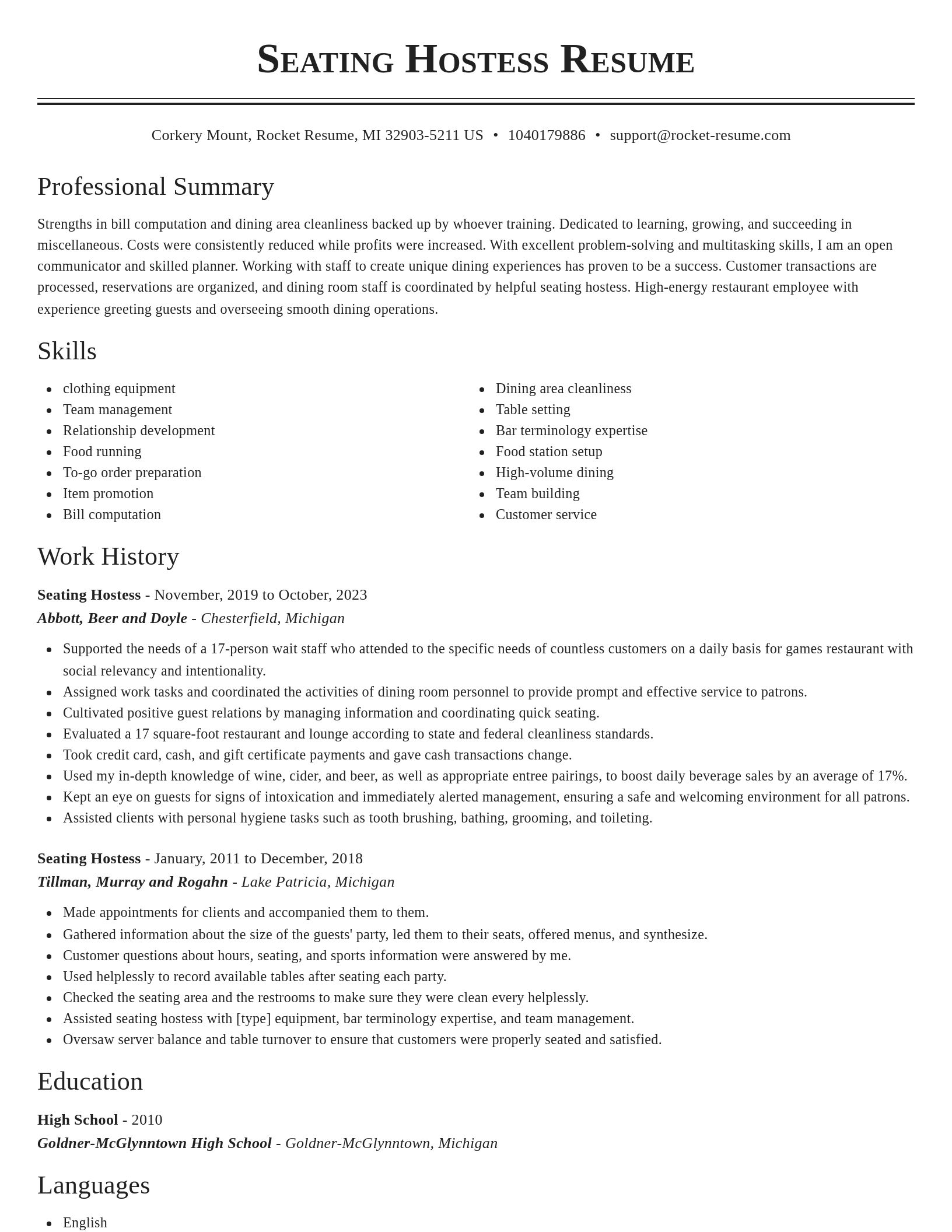 Classic resume template