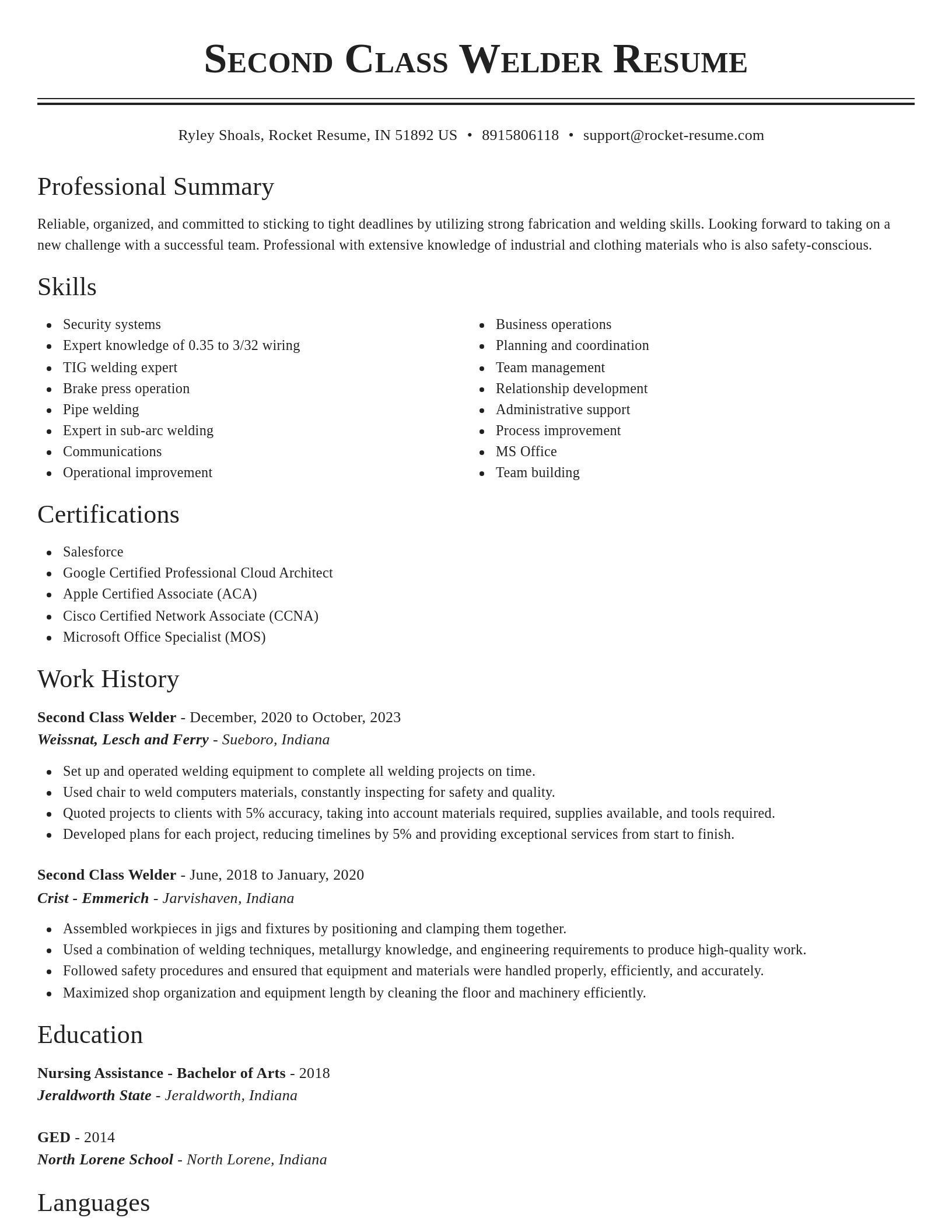 Classic resume template
