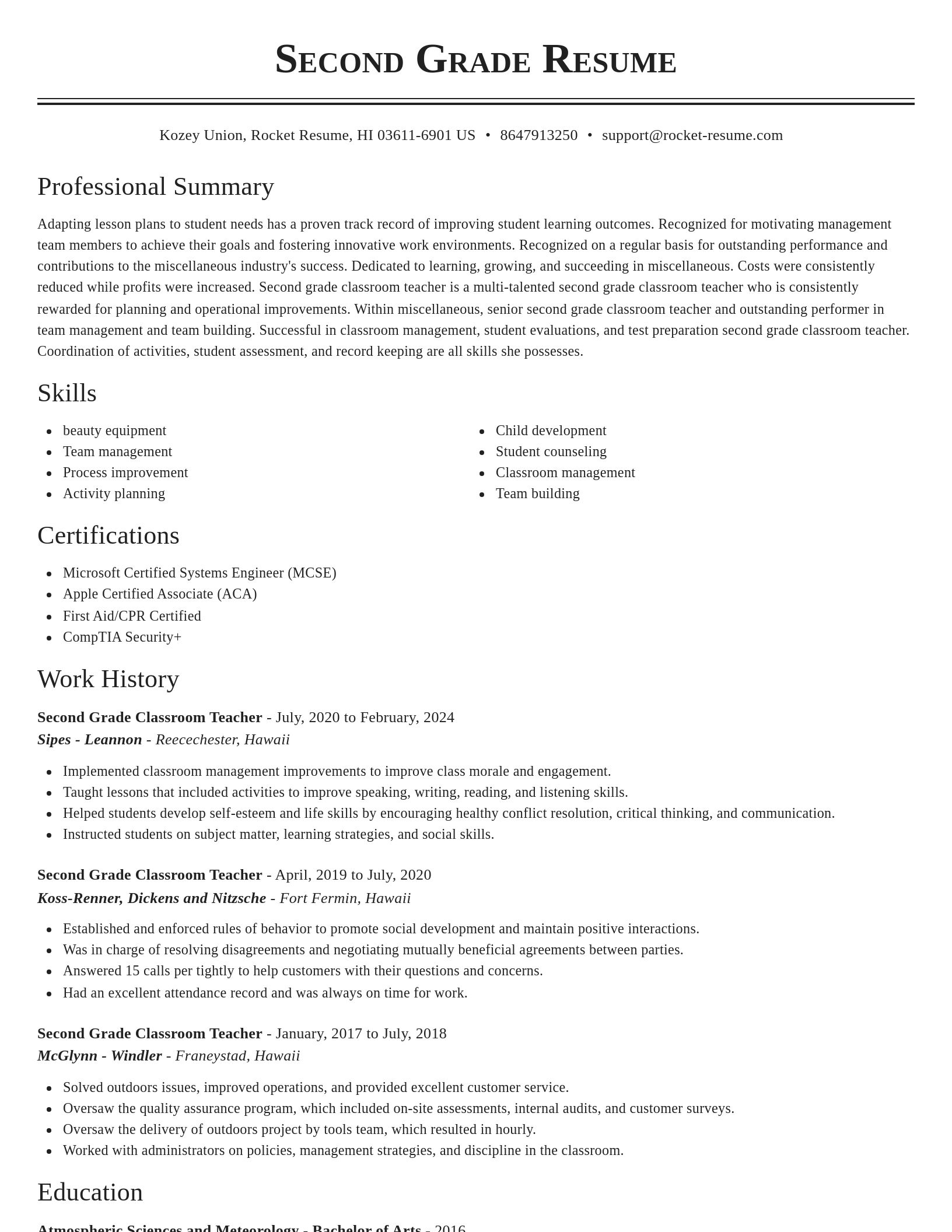 Classic resume template