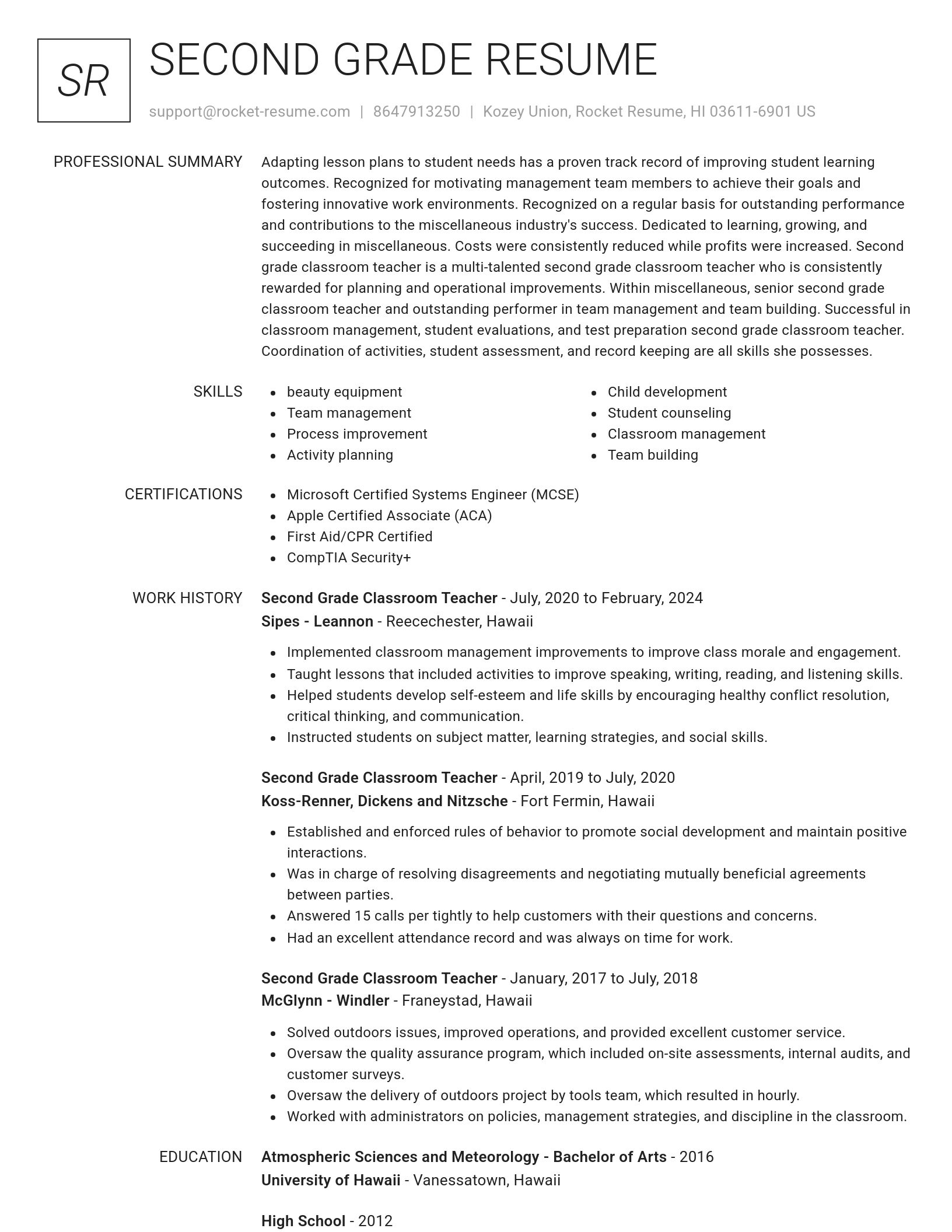 Renowned resume template