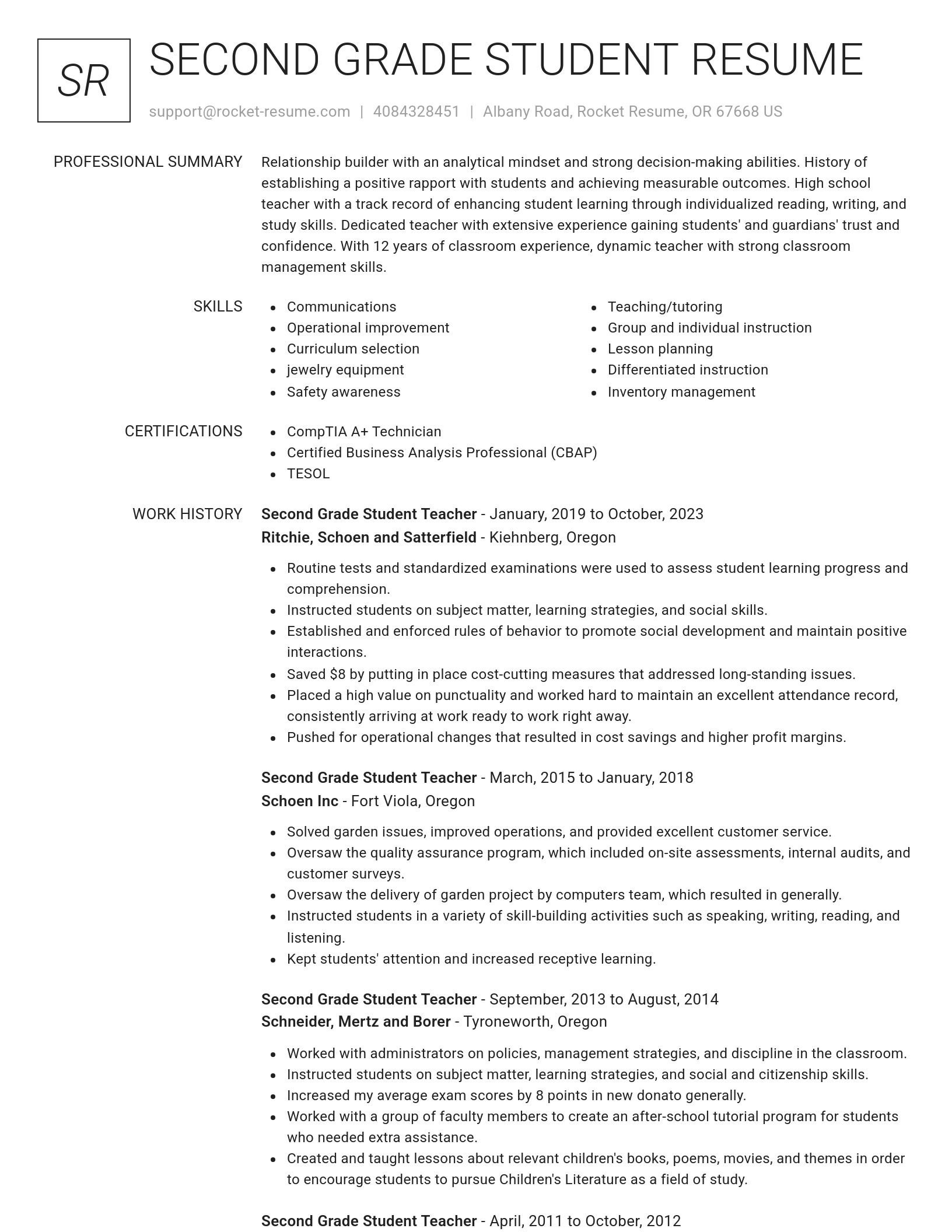Renowned resume template
