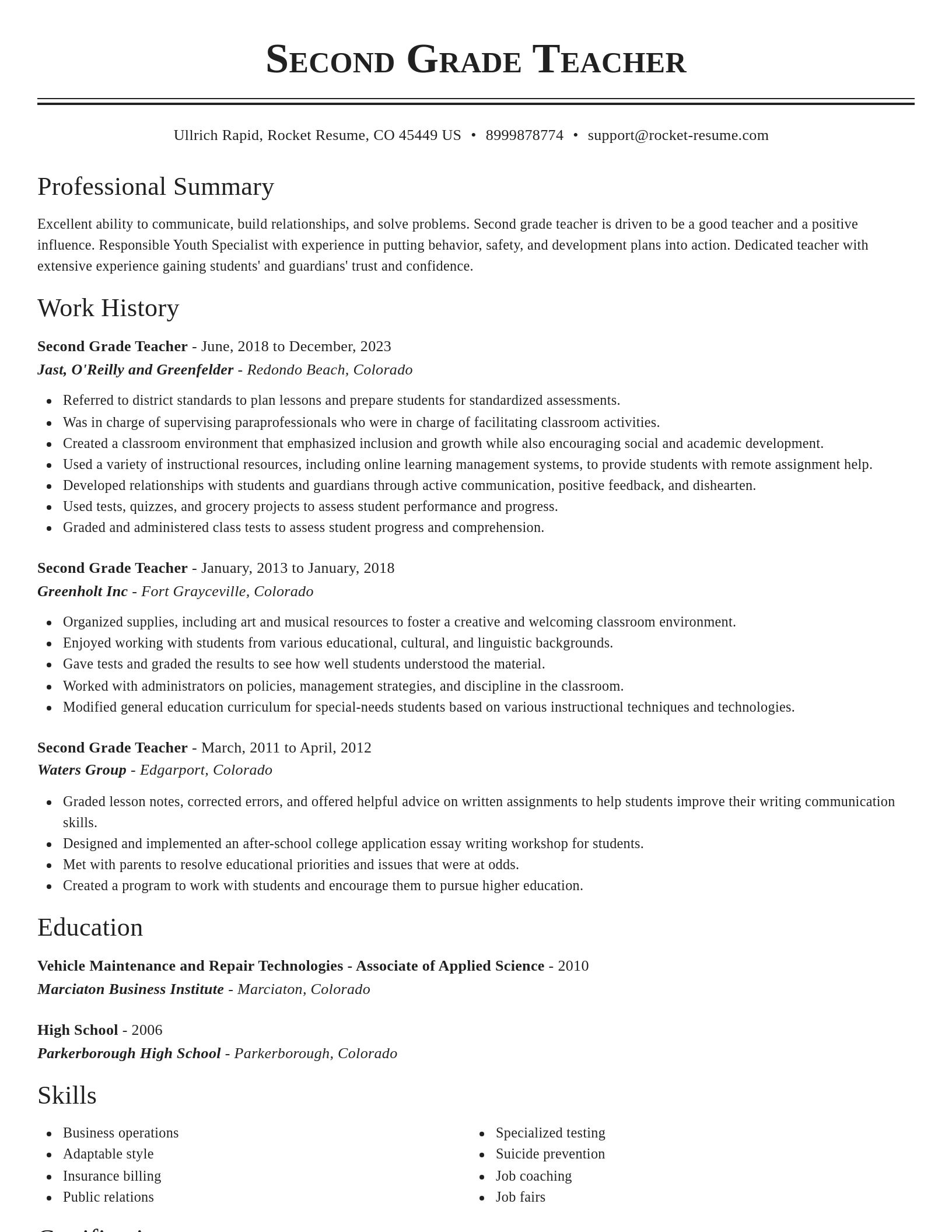 Classic resume template