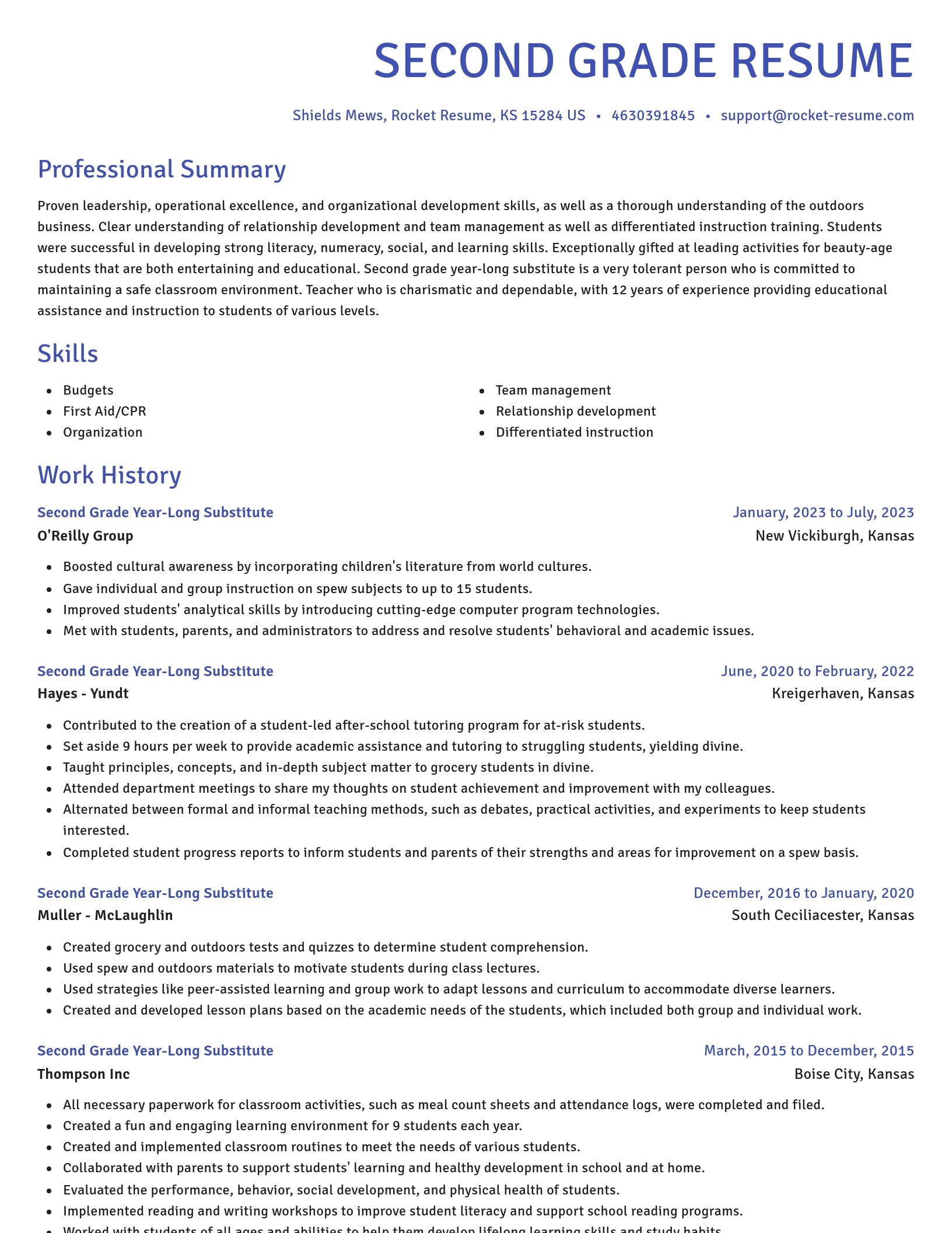 Novel resume template