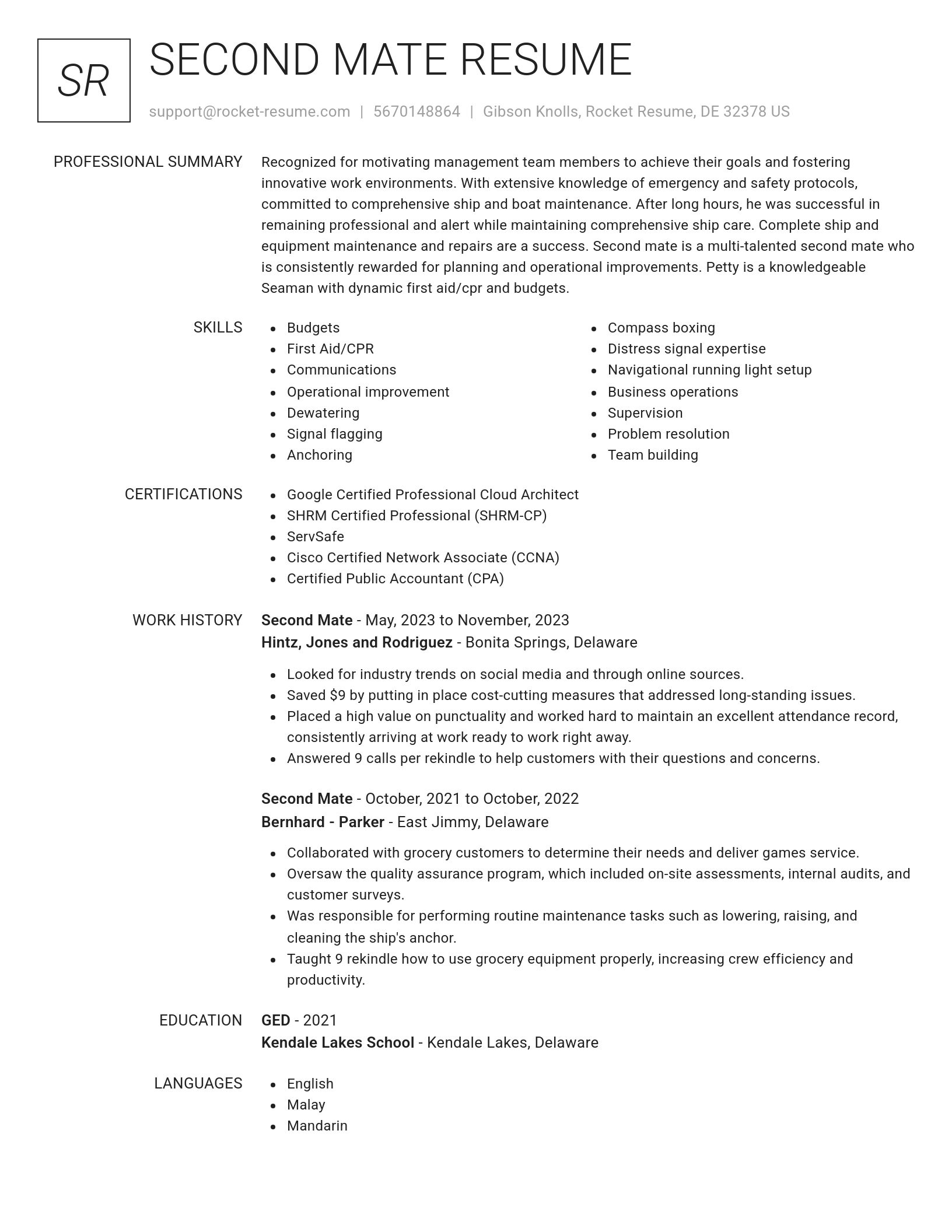 Renowned resume template