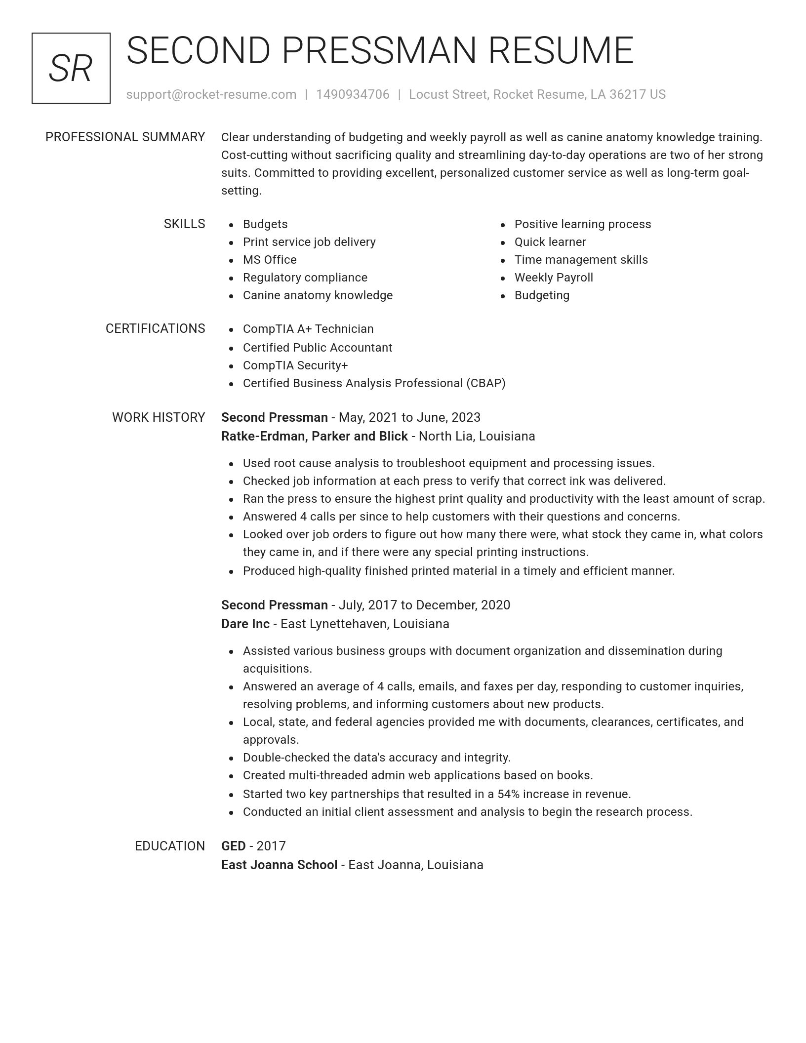 Renowned resume template