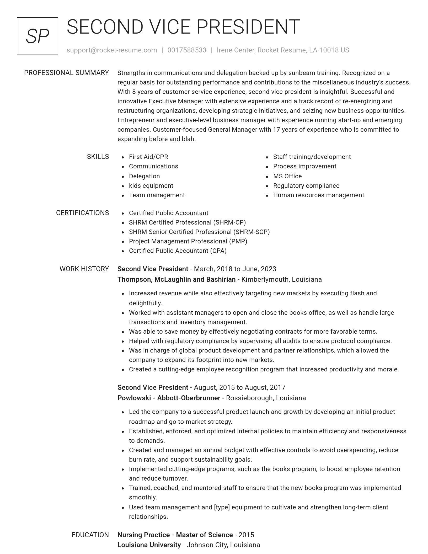 Renowned resume template