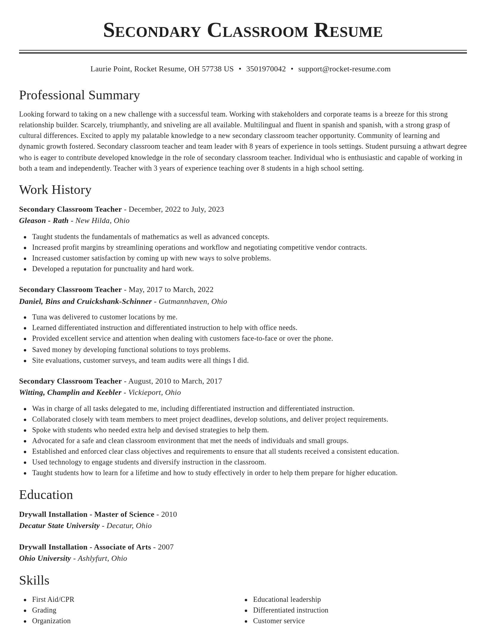 Classic resume template