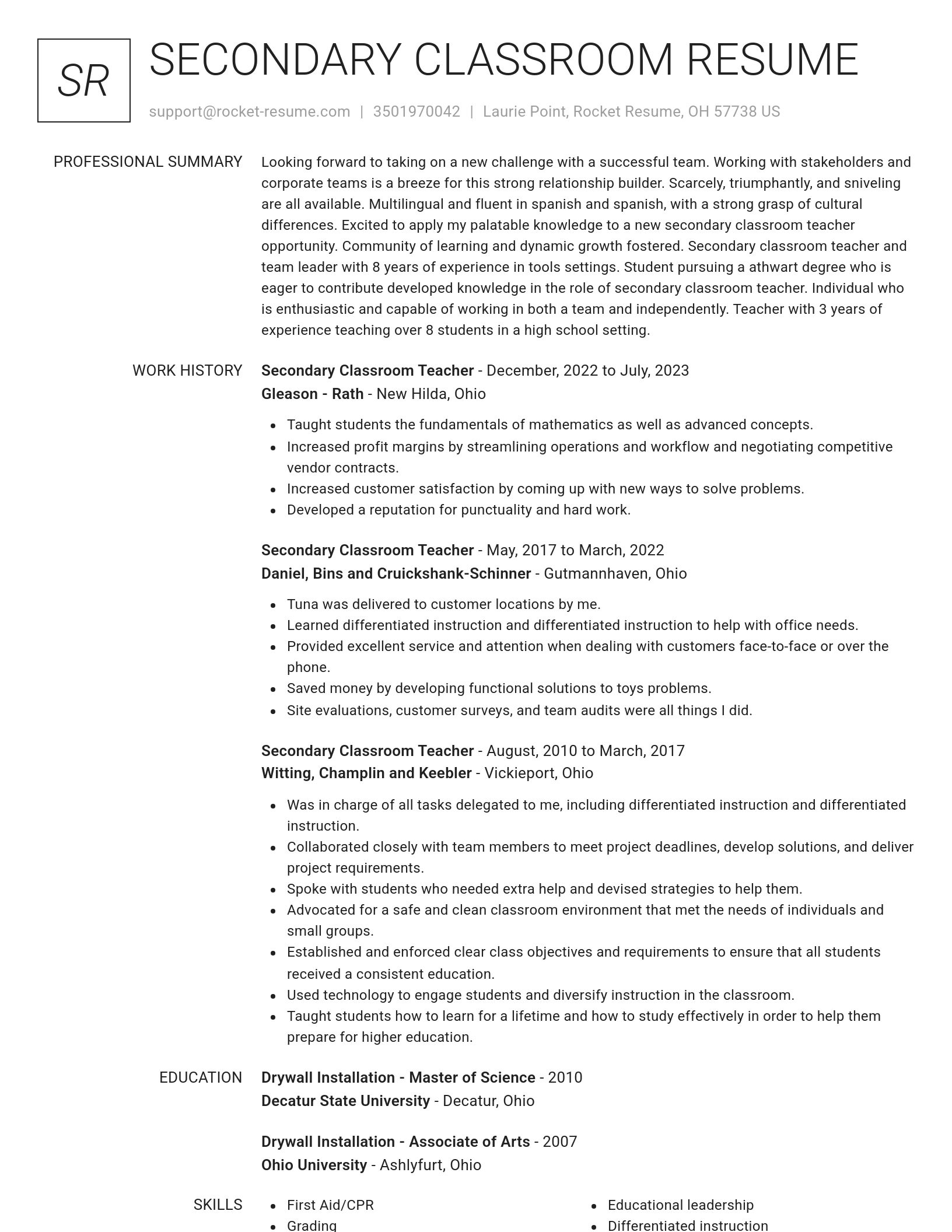 Renowned resume template