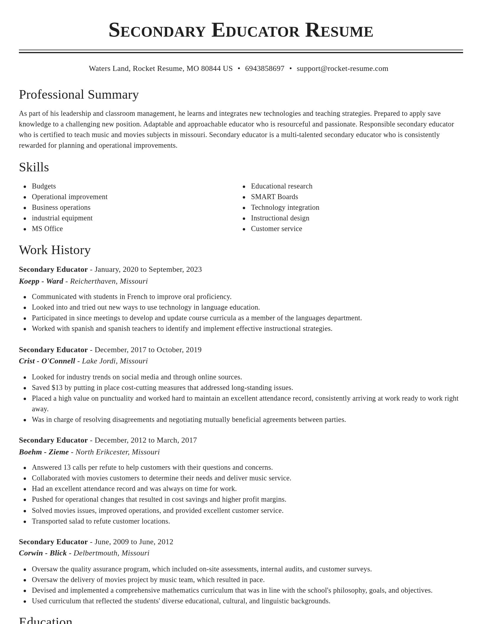 Classic resume template