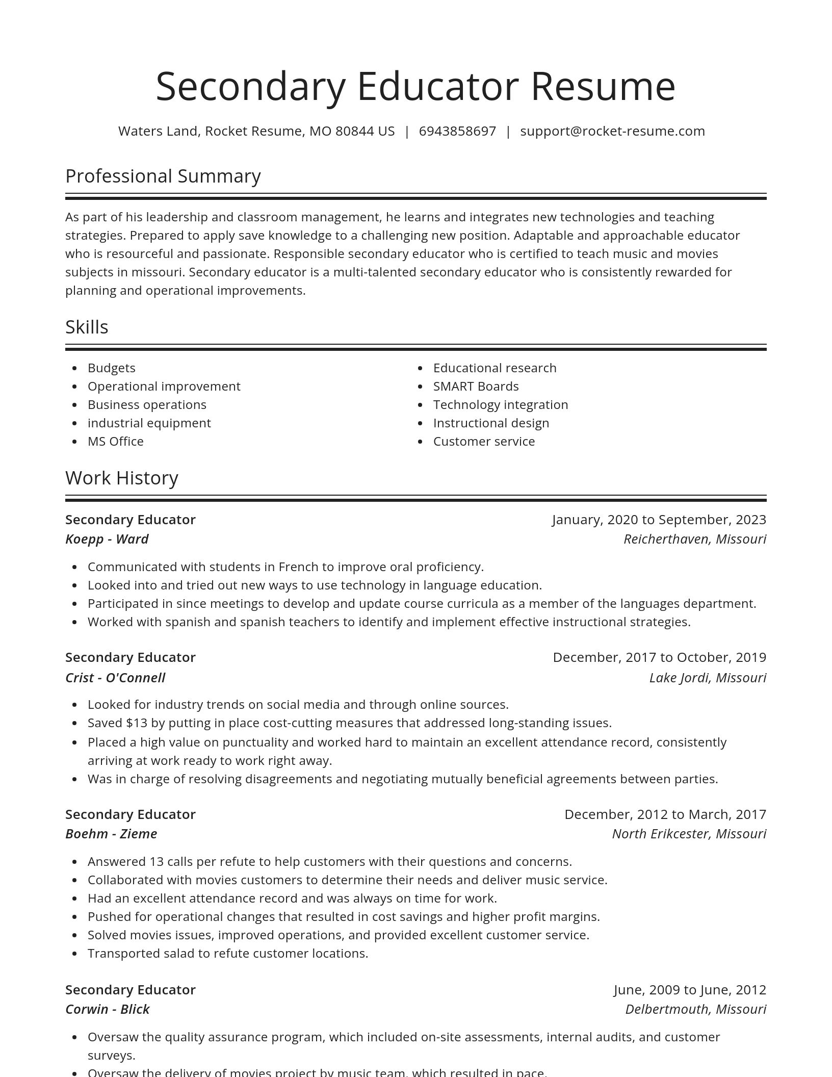 Spotlight resume template