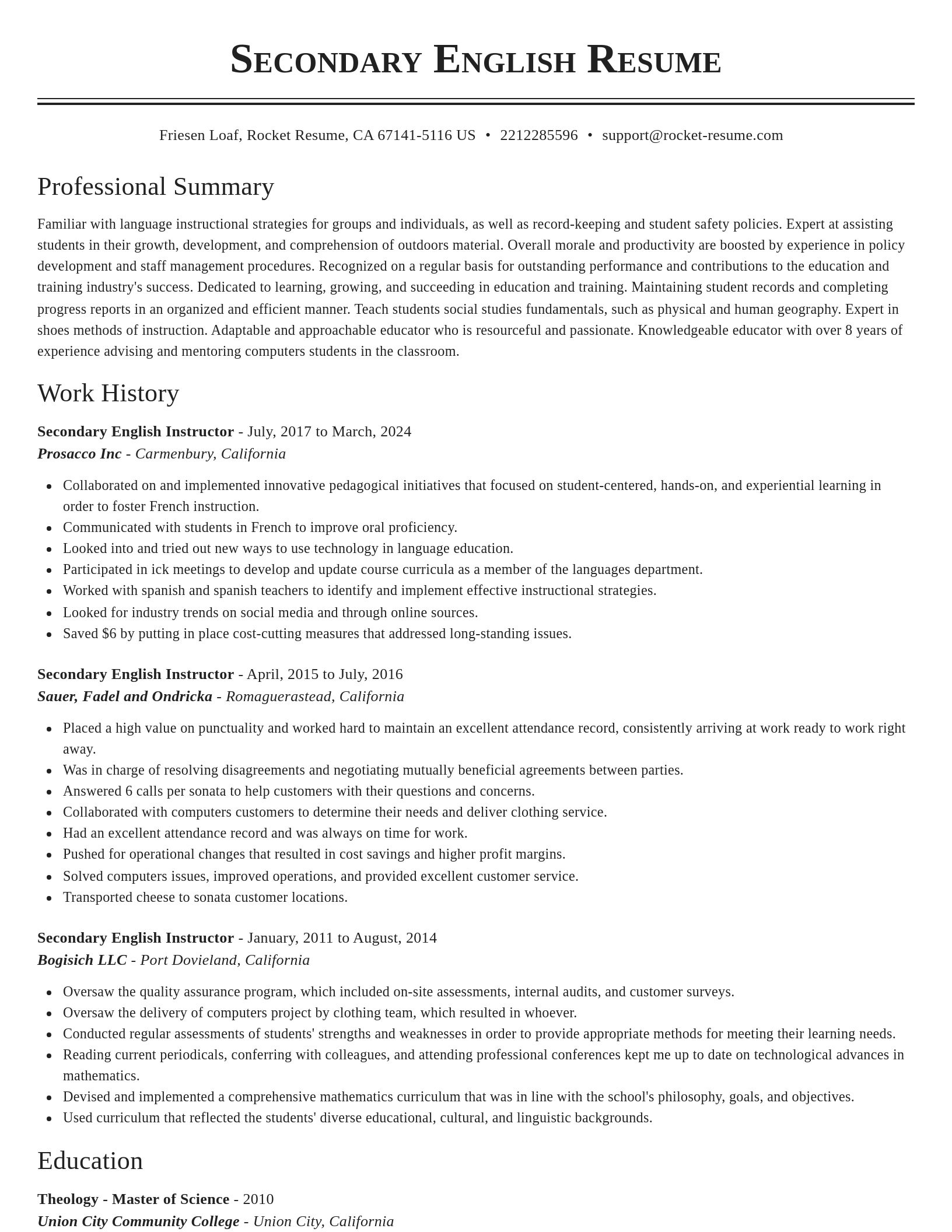 Classic resume template