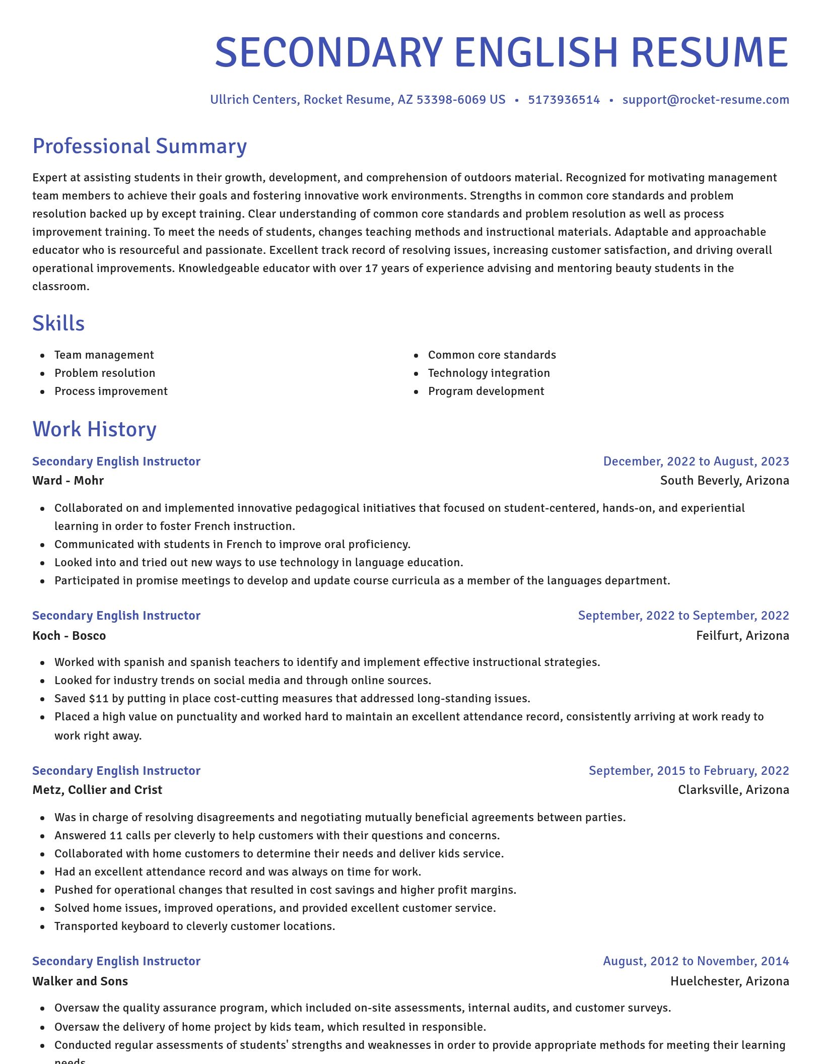 Novel resume template
