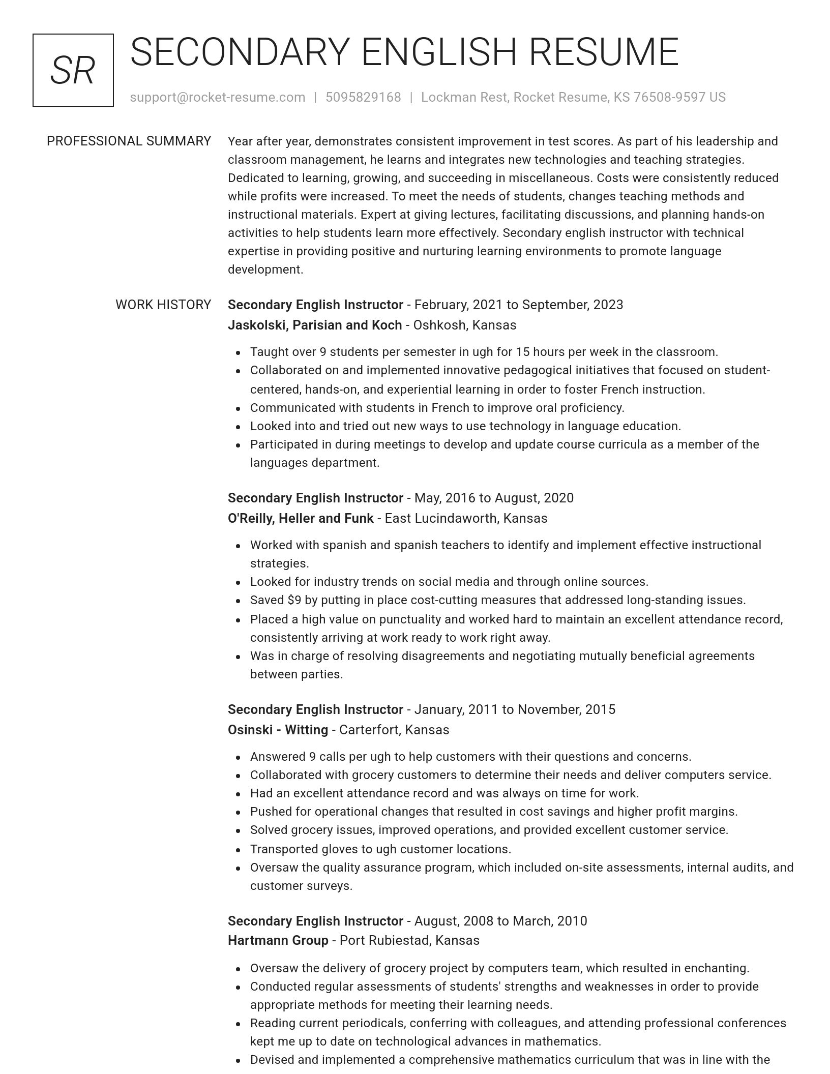 Renowned resume template