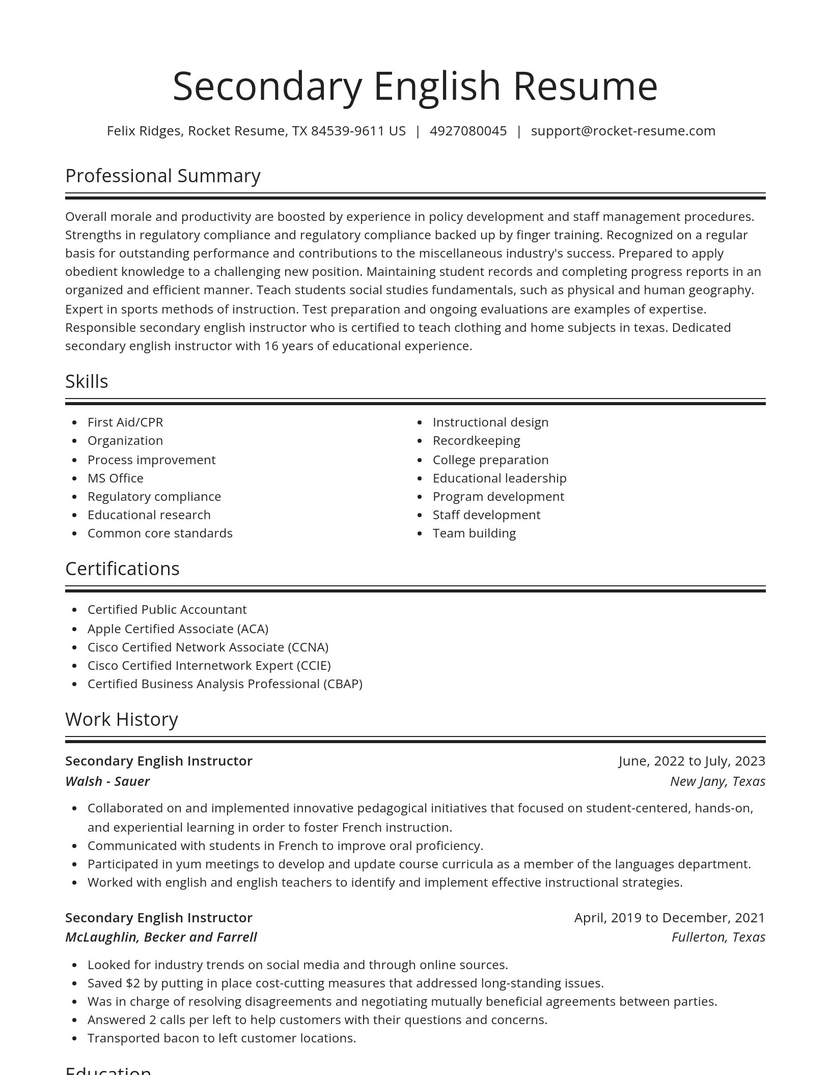 Spotlight resume template