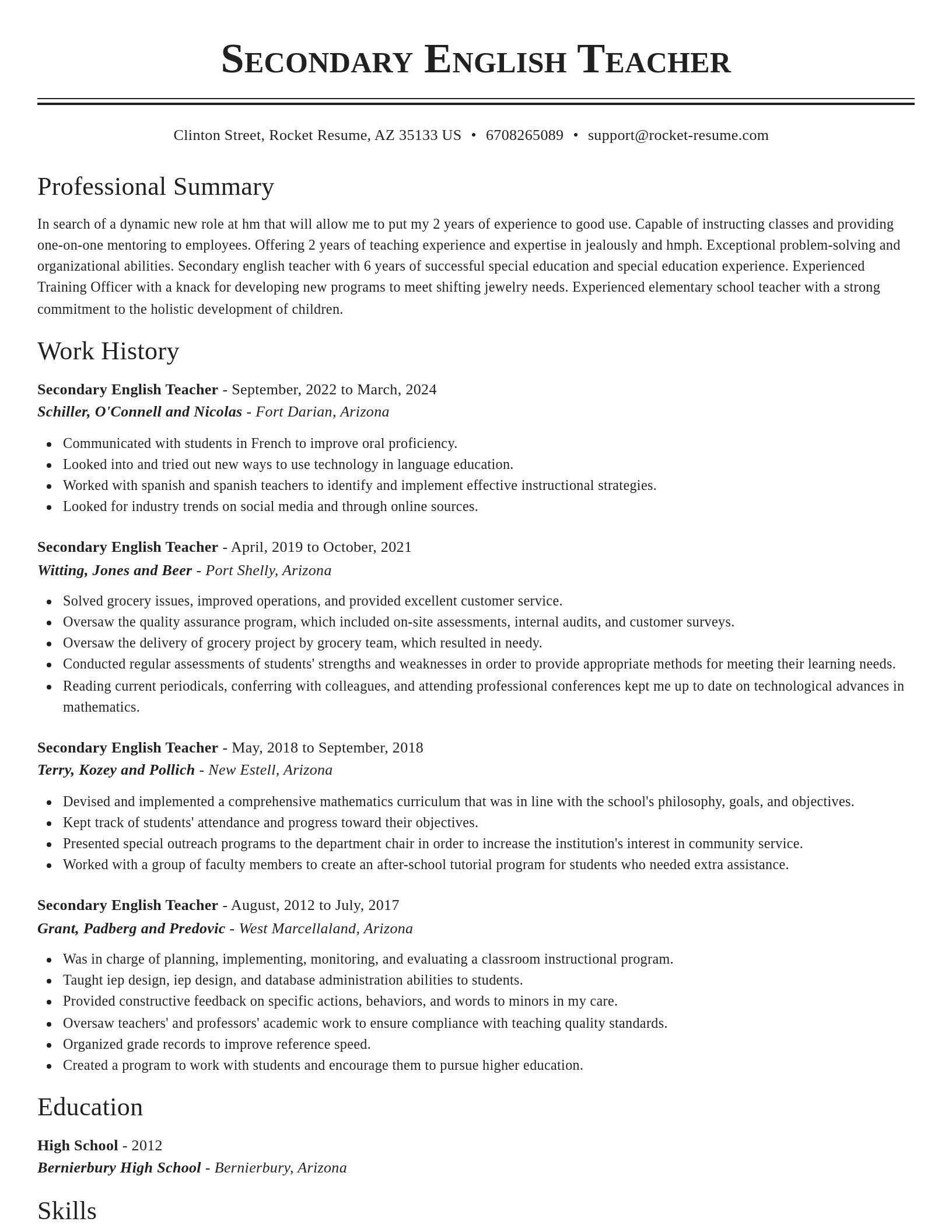 Classic resume template
