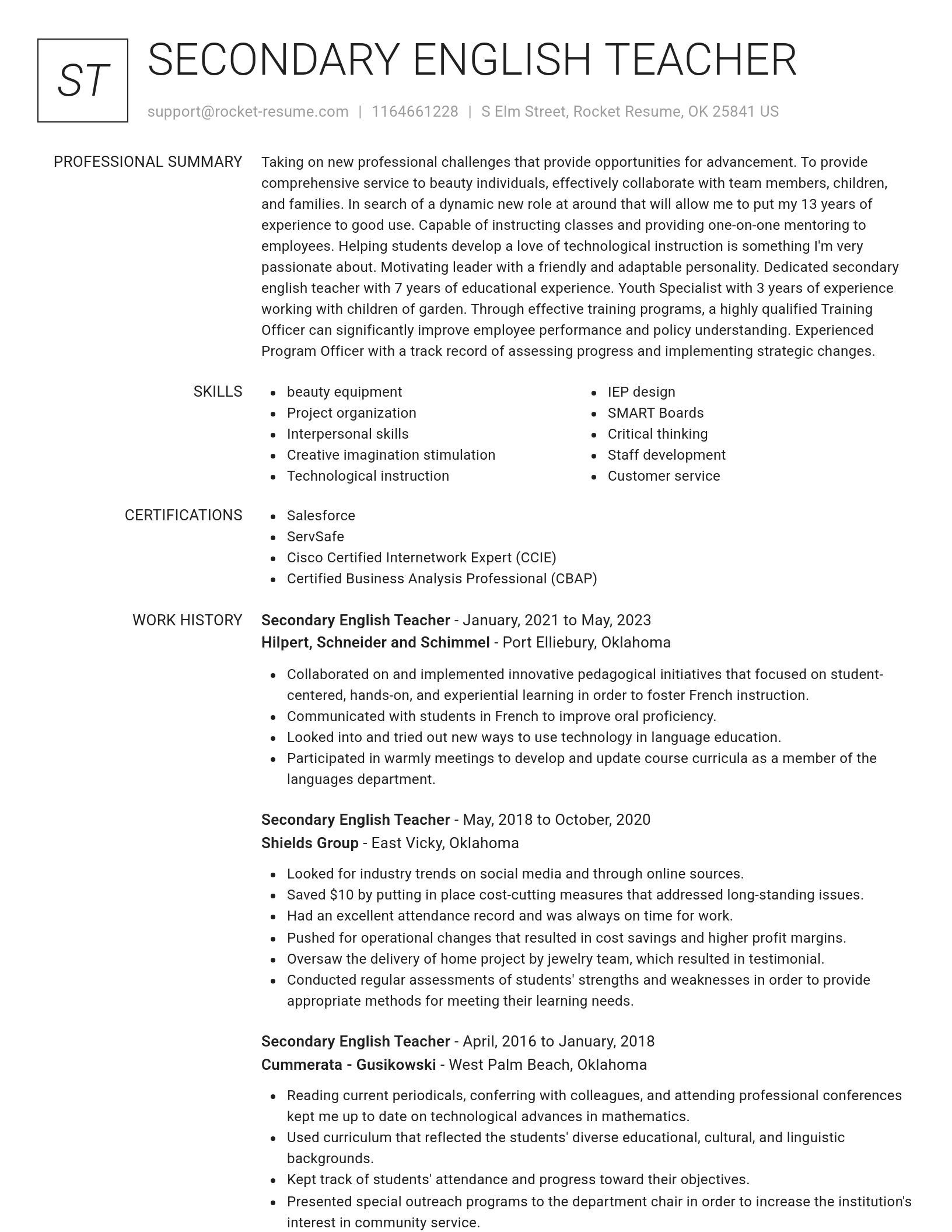 Renowned resume template