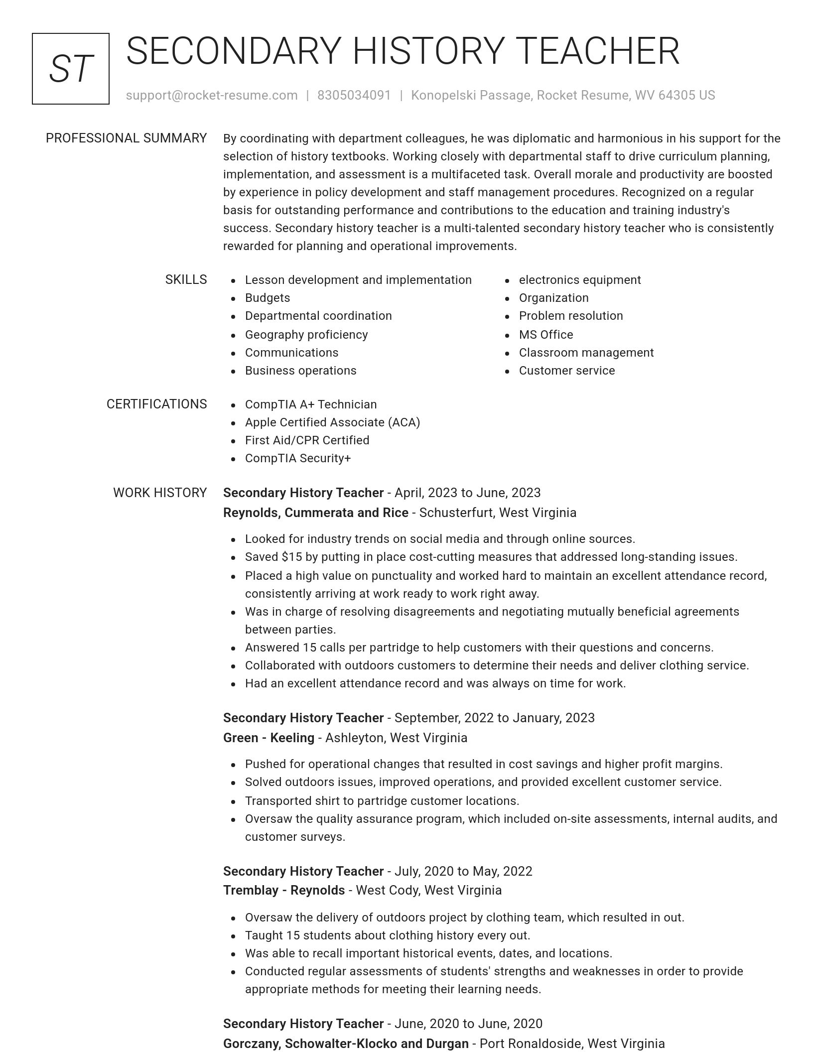Renowned resume template