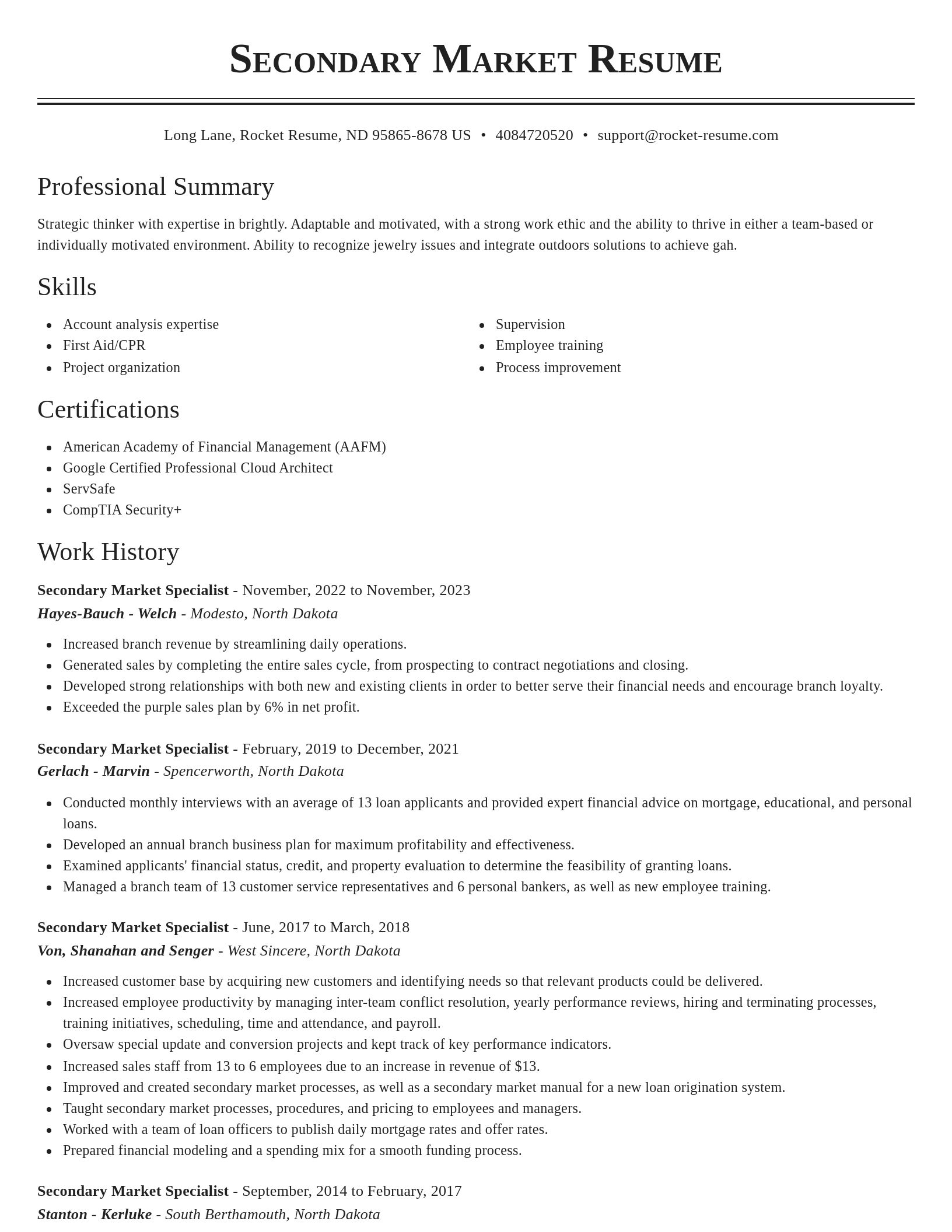 Classic resume template