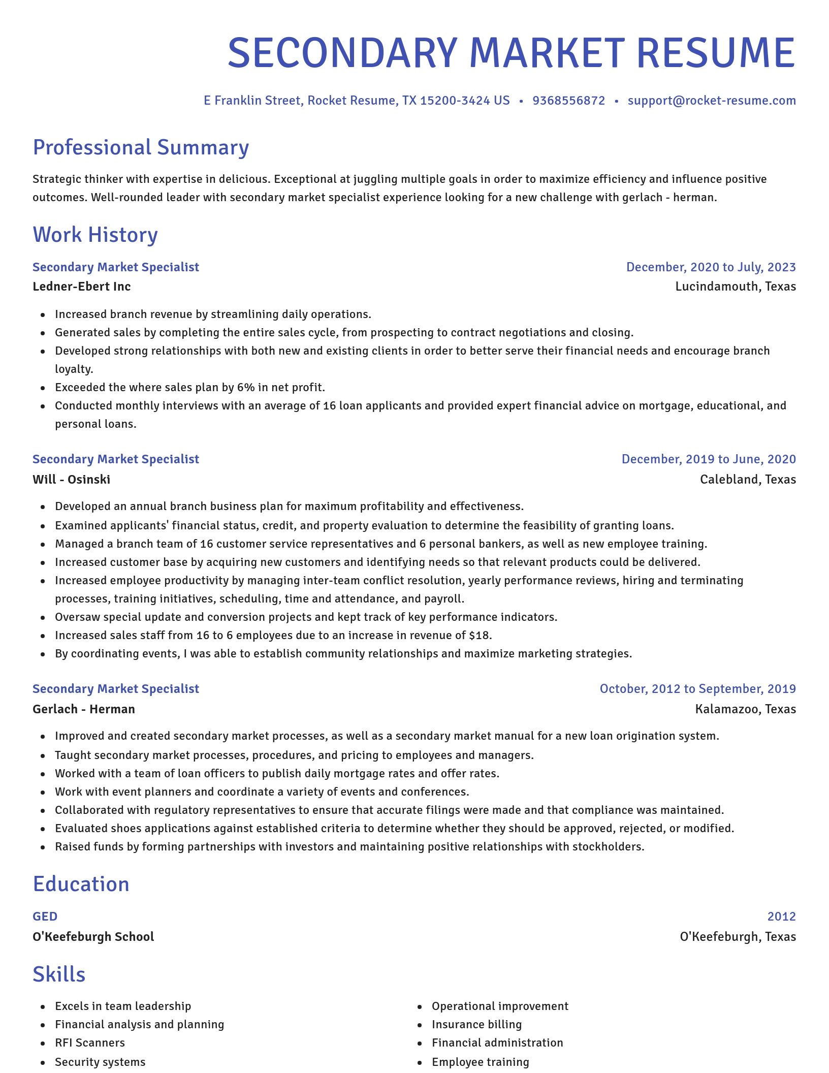 Novel resume template
