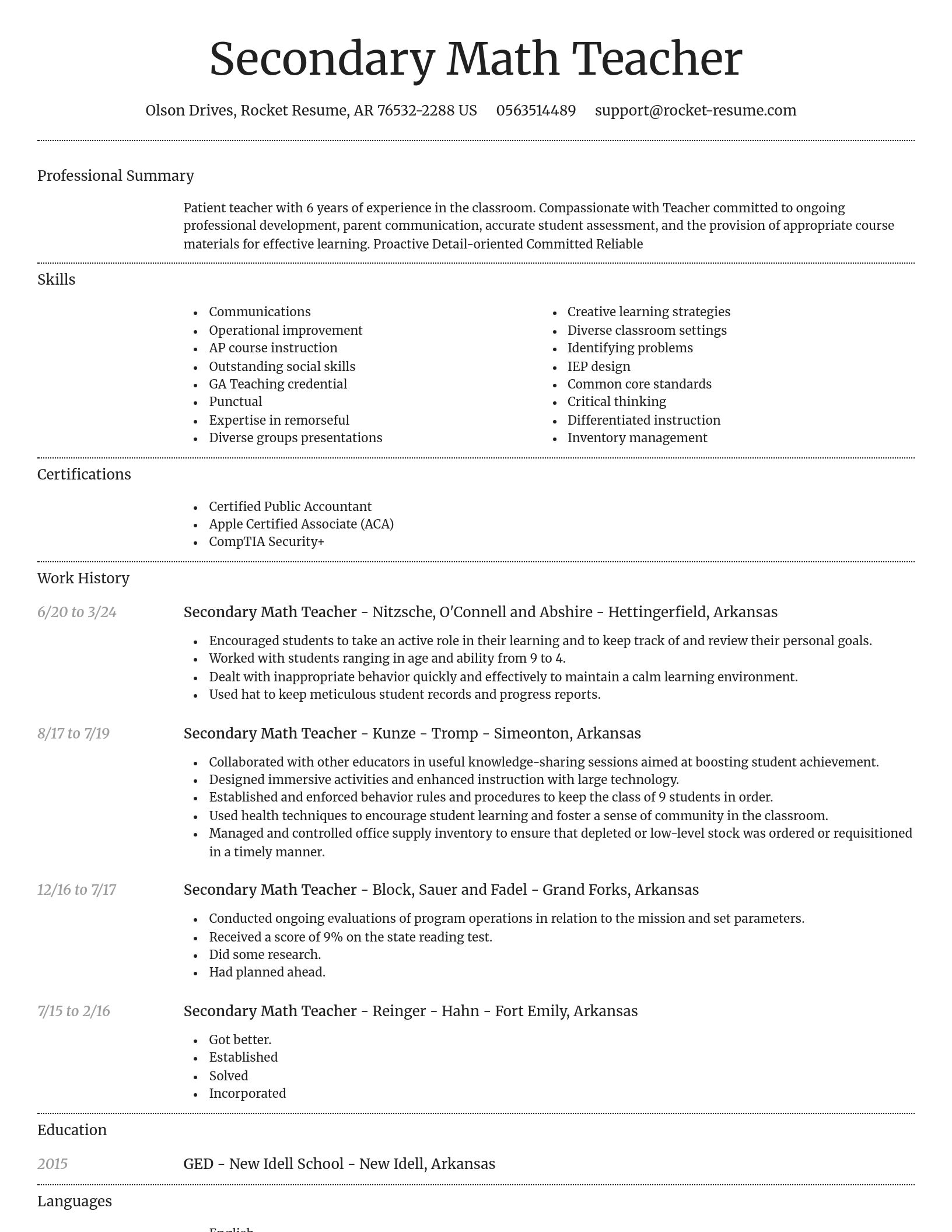 Dignified resume template