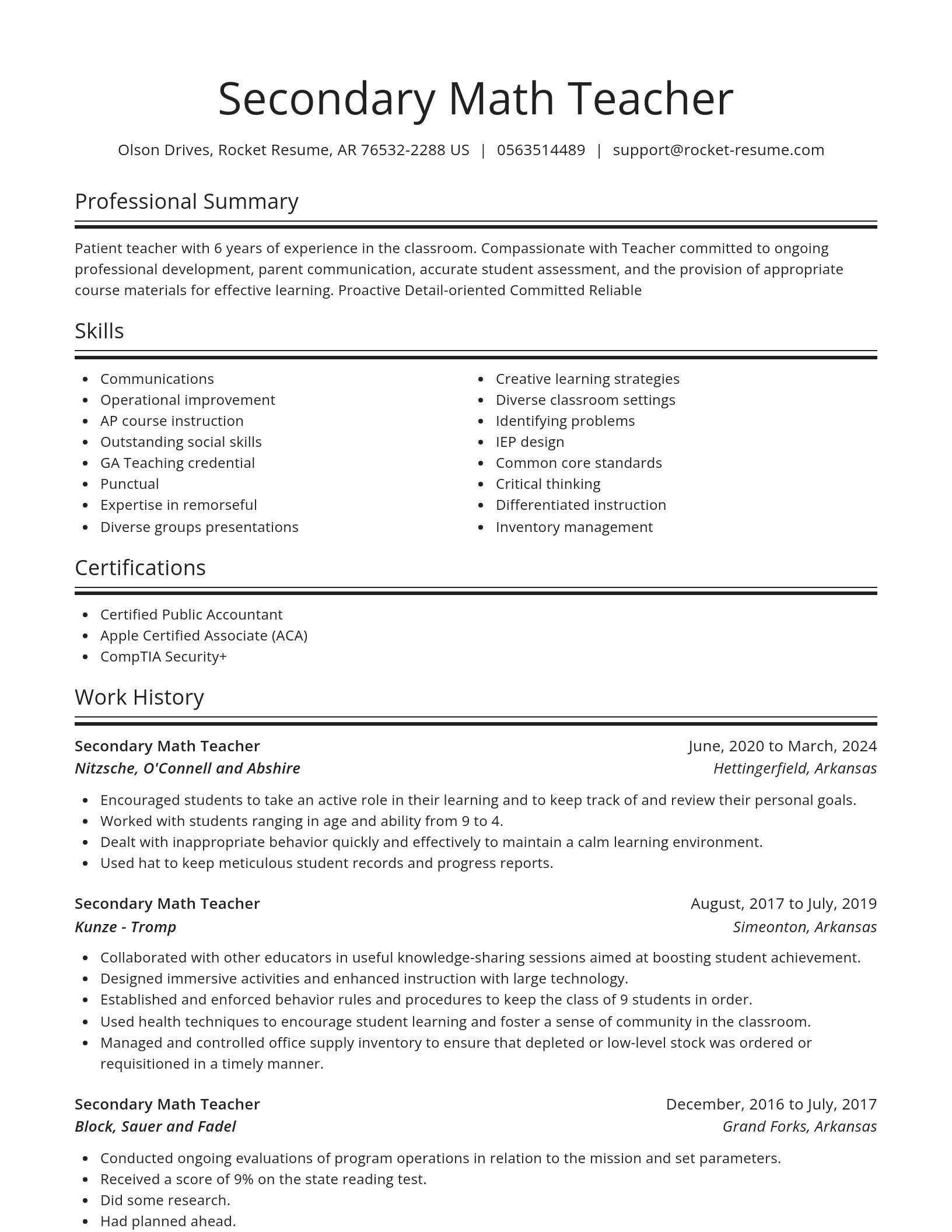 Spotlight resume template