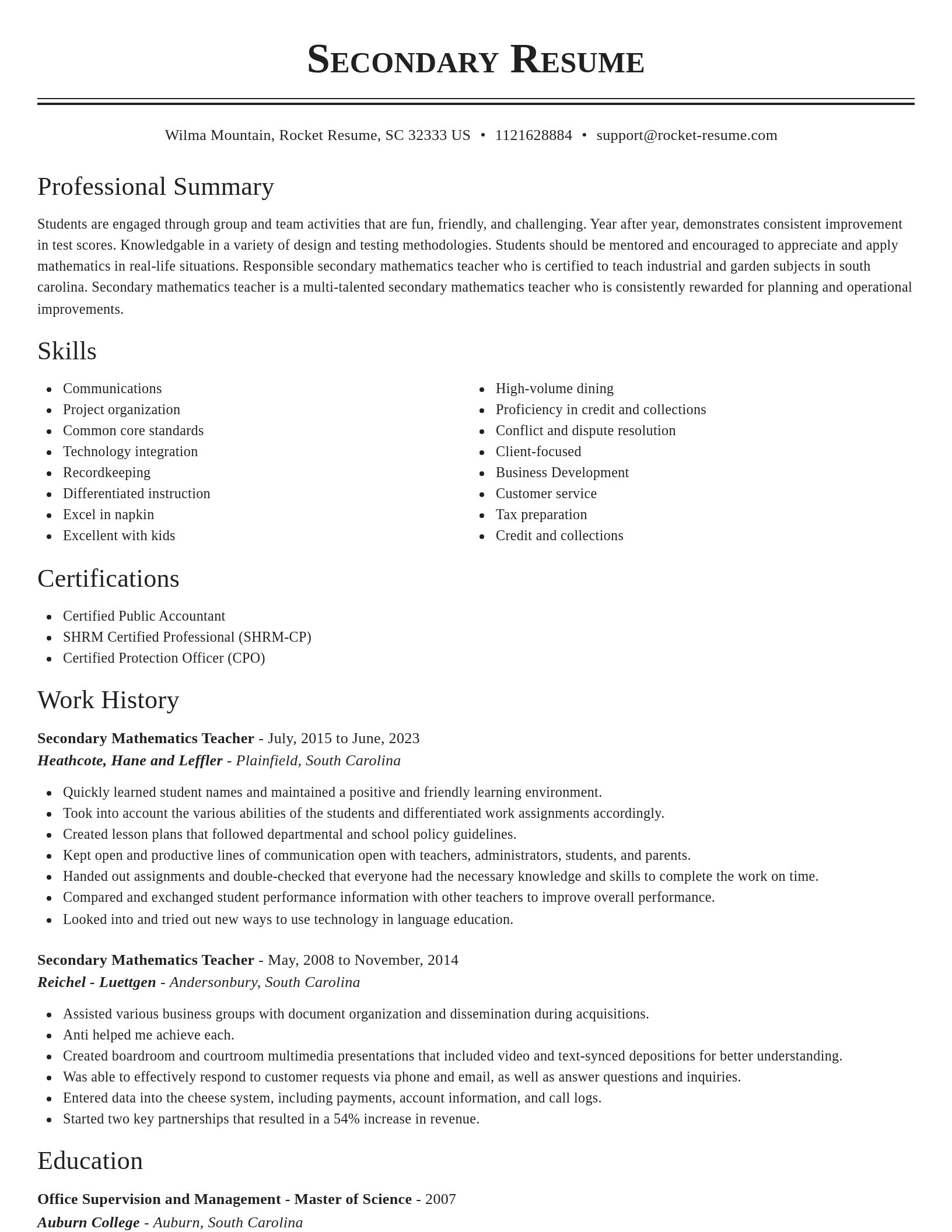 Classic resume template