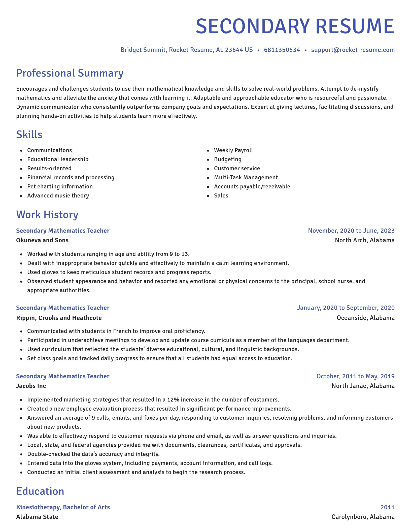 Novel resume template