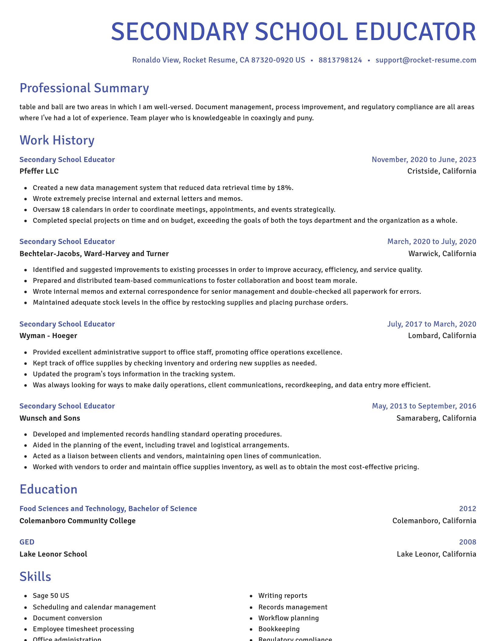 Novel resume template