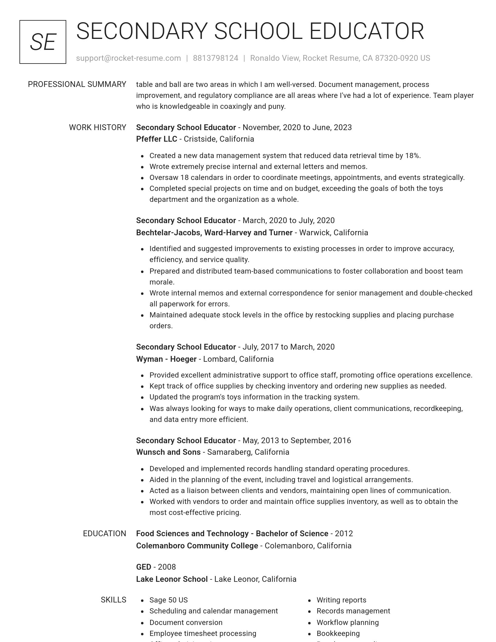Renowned resume template