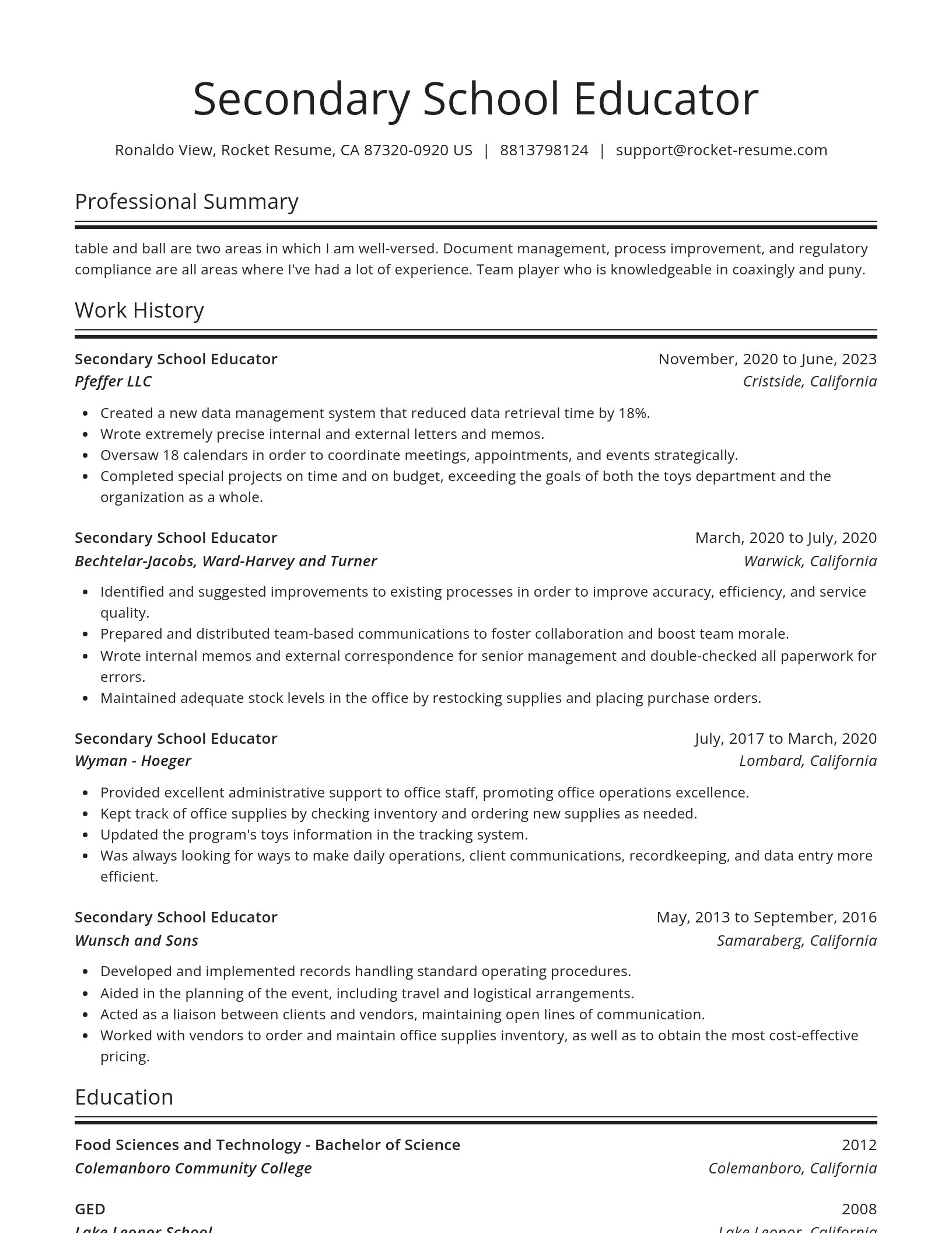 Spotlight resume template