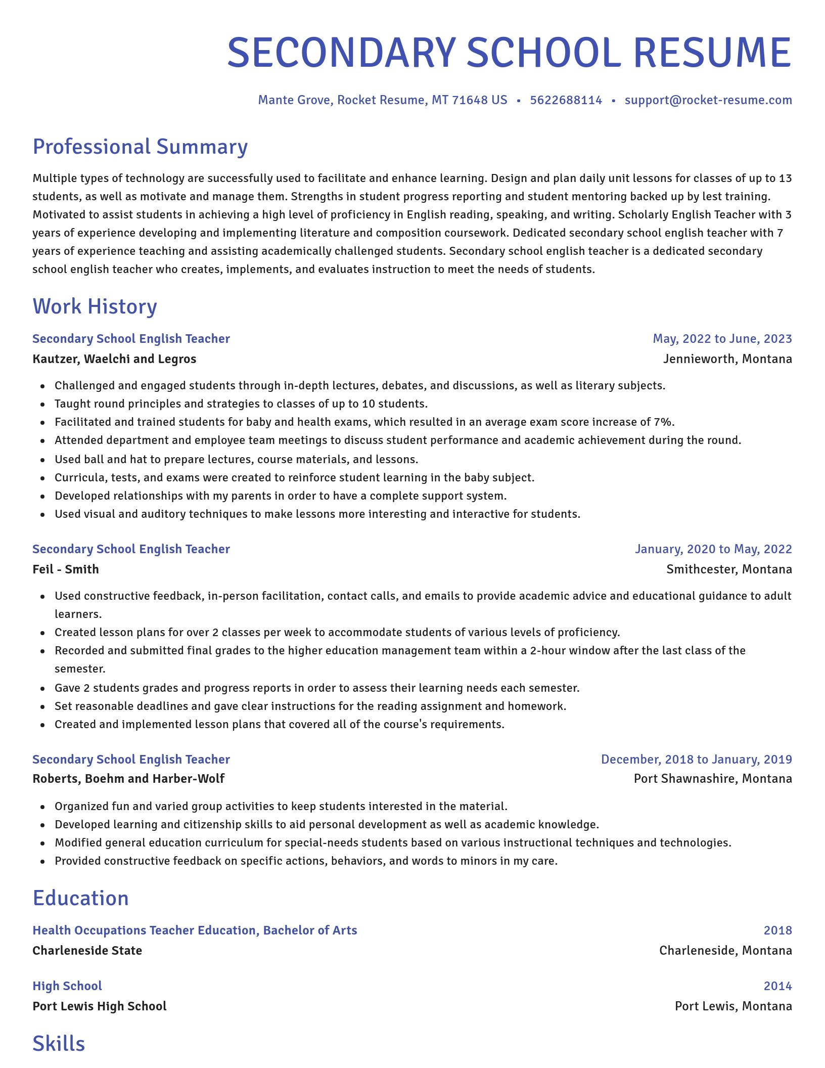Novel resume template