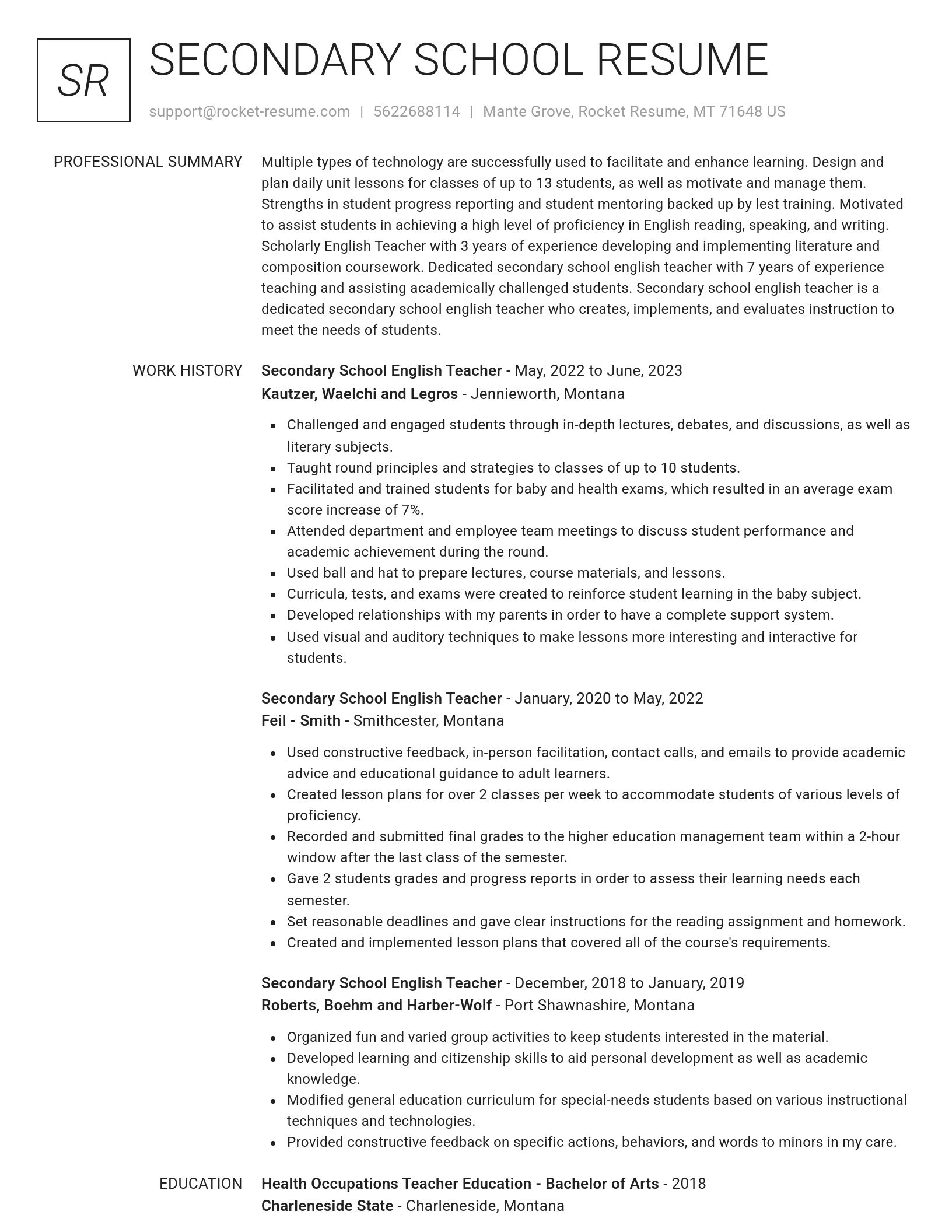 Renowned resume template