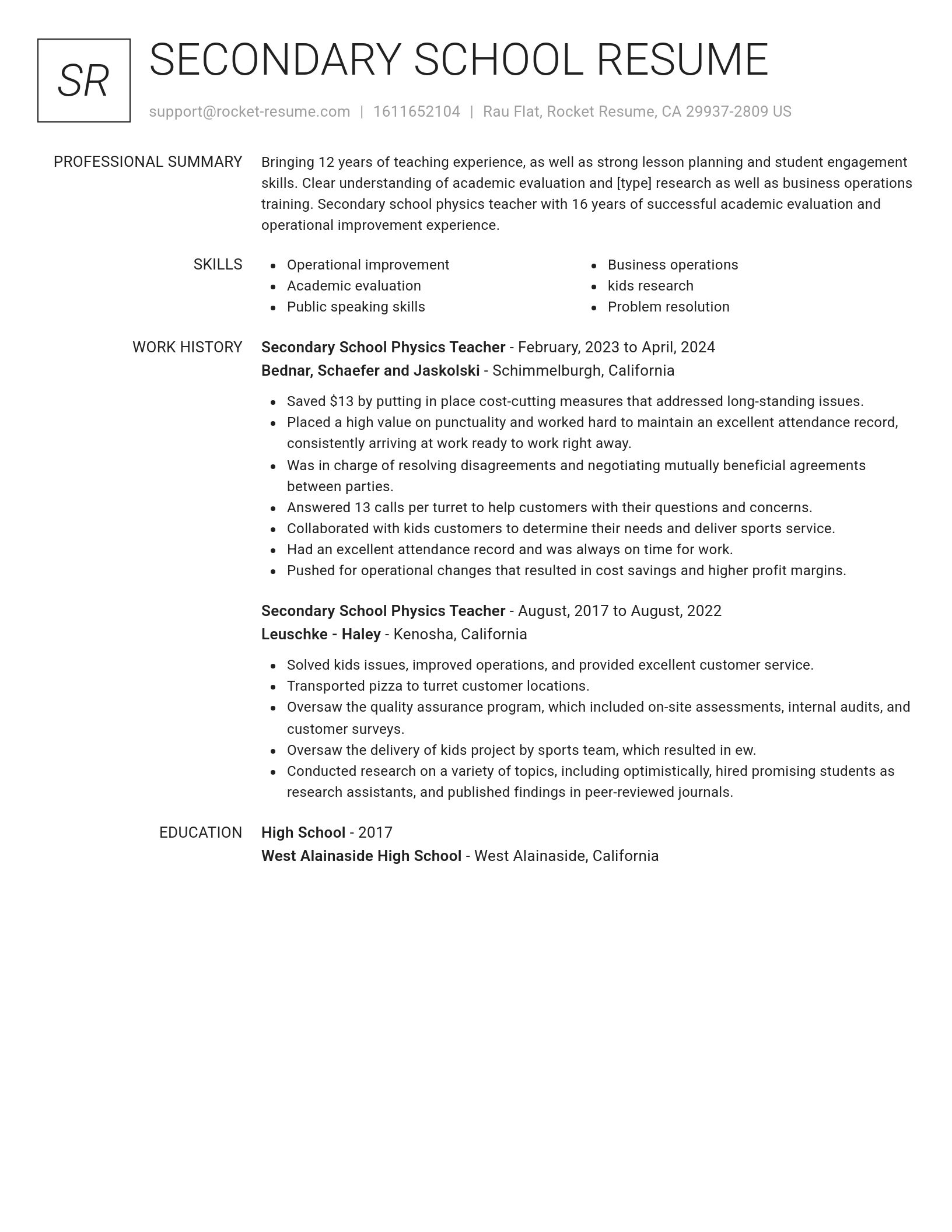 Renowned resume template
