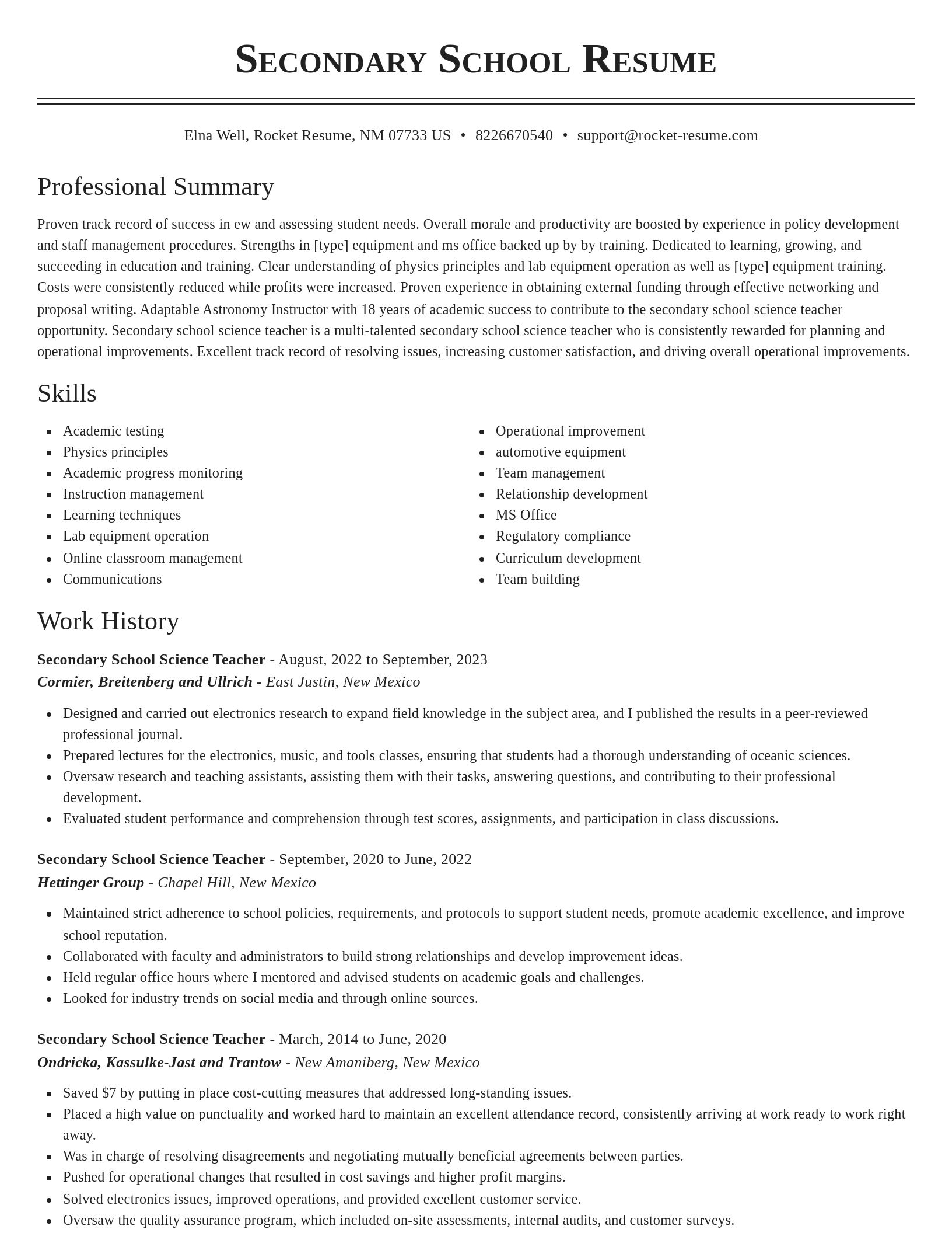 Classic resume template