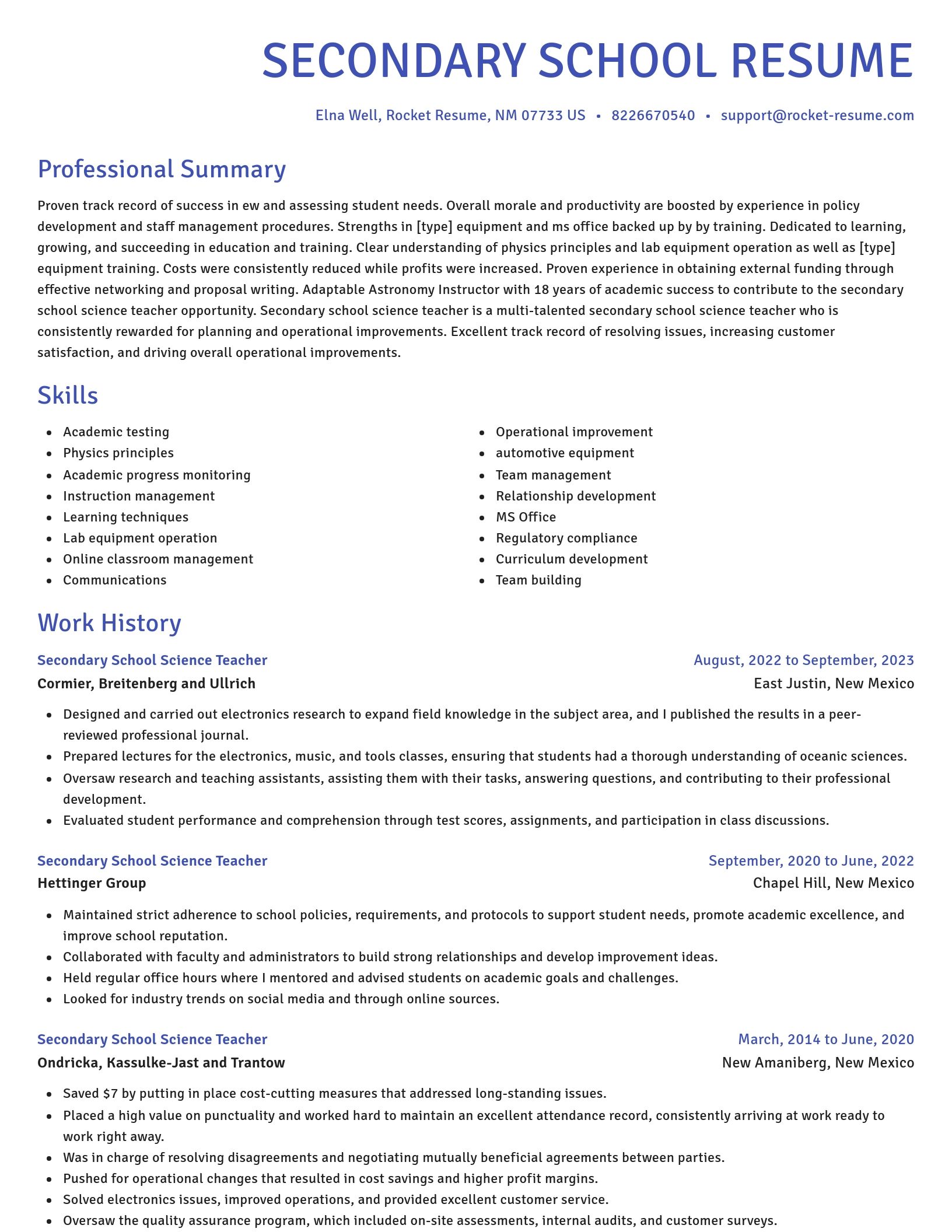 Novel resume template