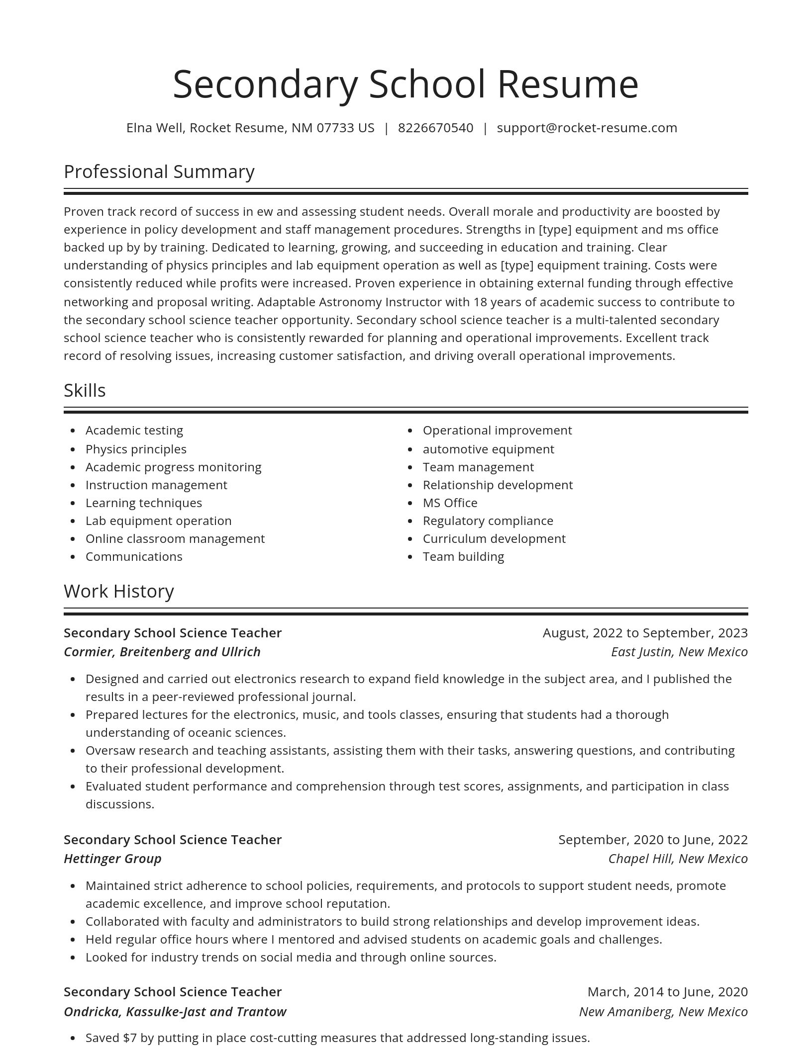 Spotlight resume template