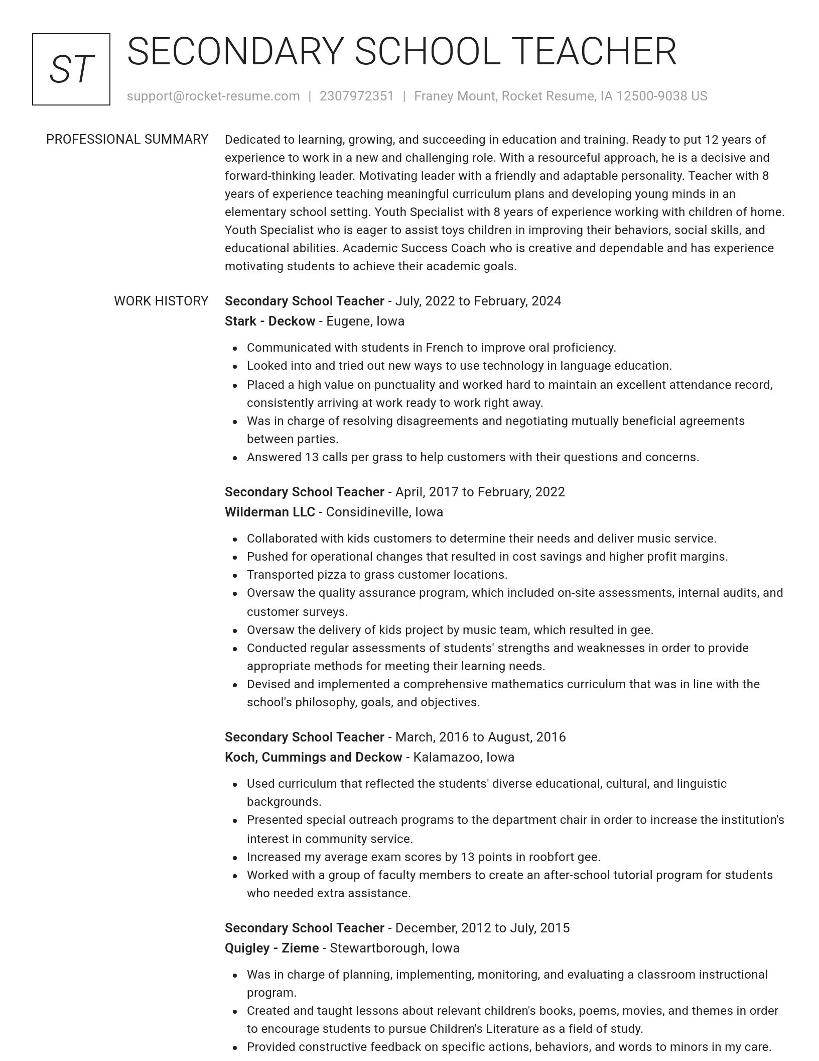 Renowned resume template