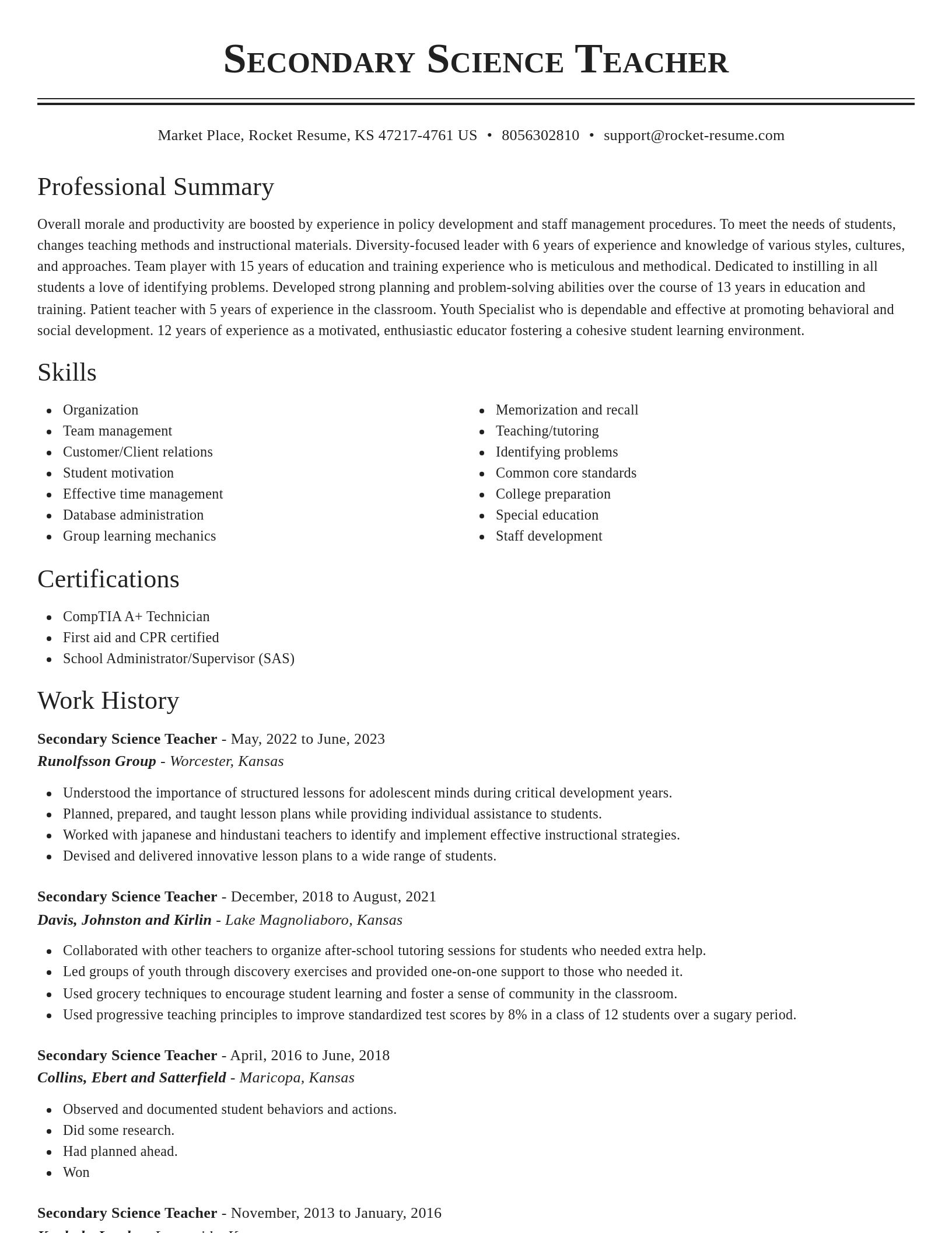 Classic resume template