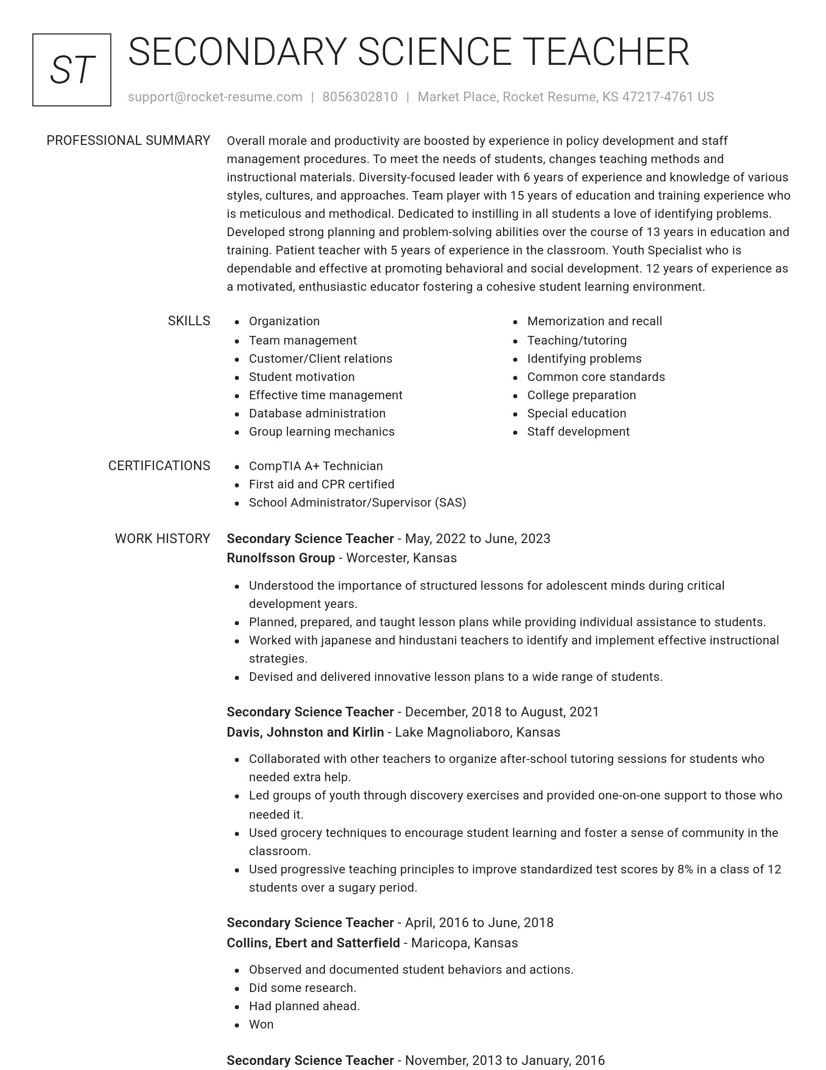 Renowned resume template