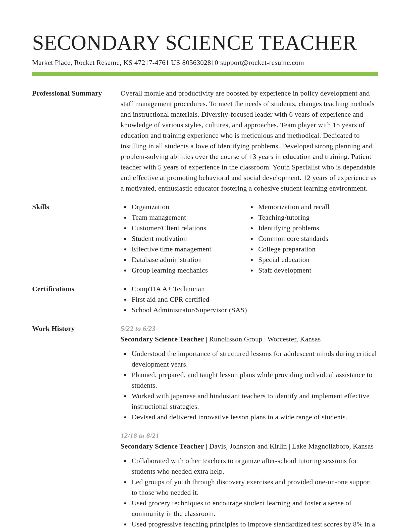 Smart resume template