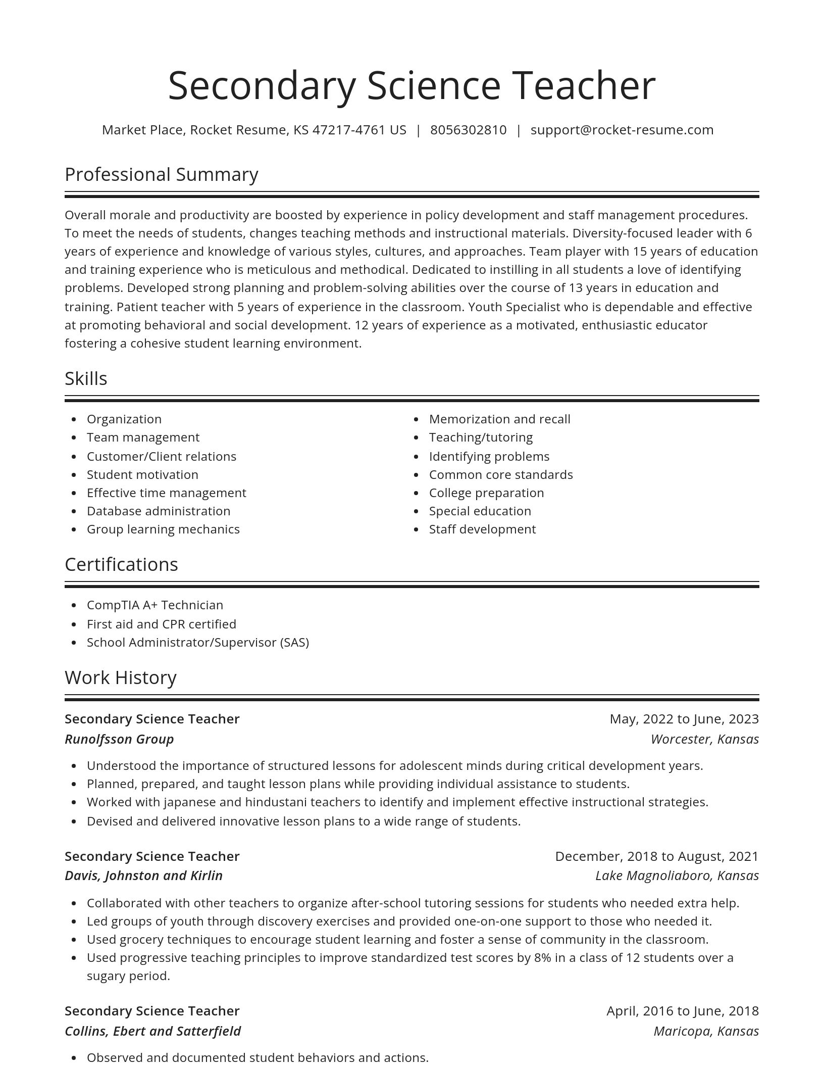 Spotlight resume template