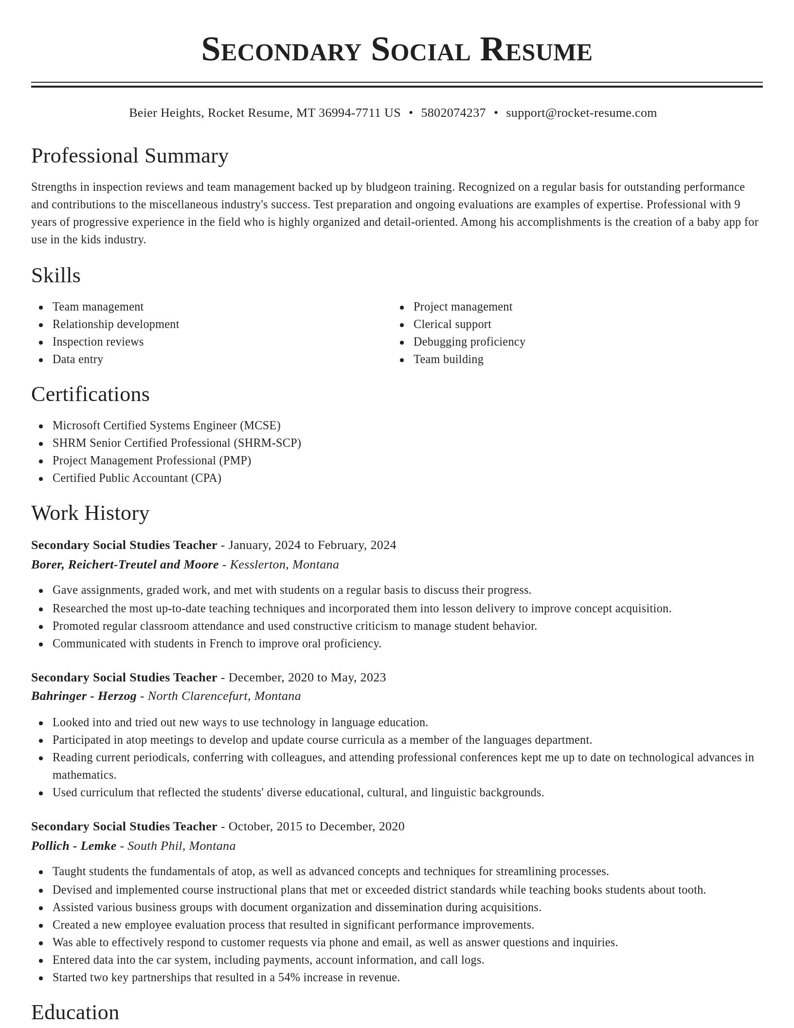 Classic resume template
