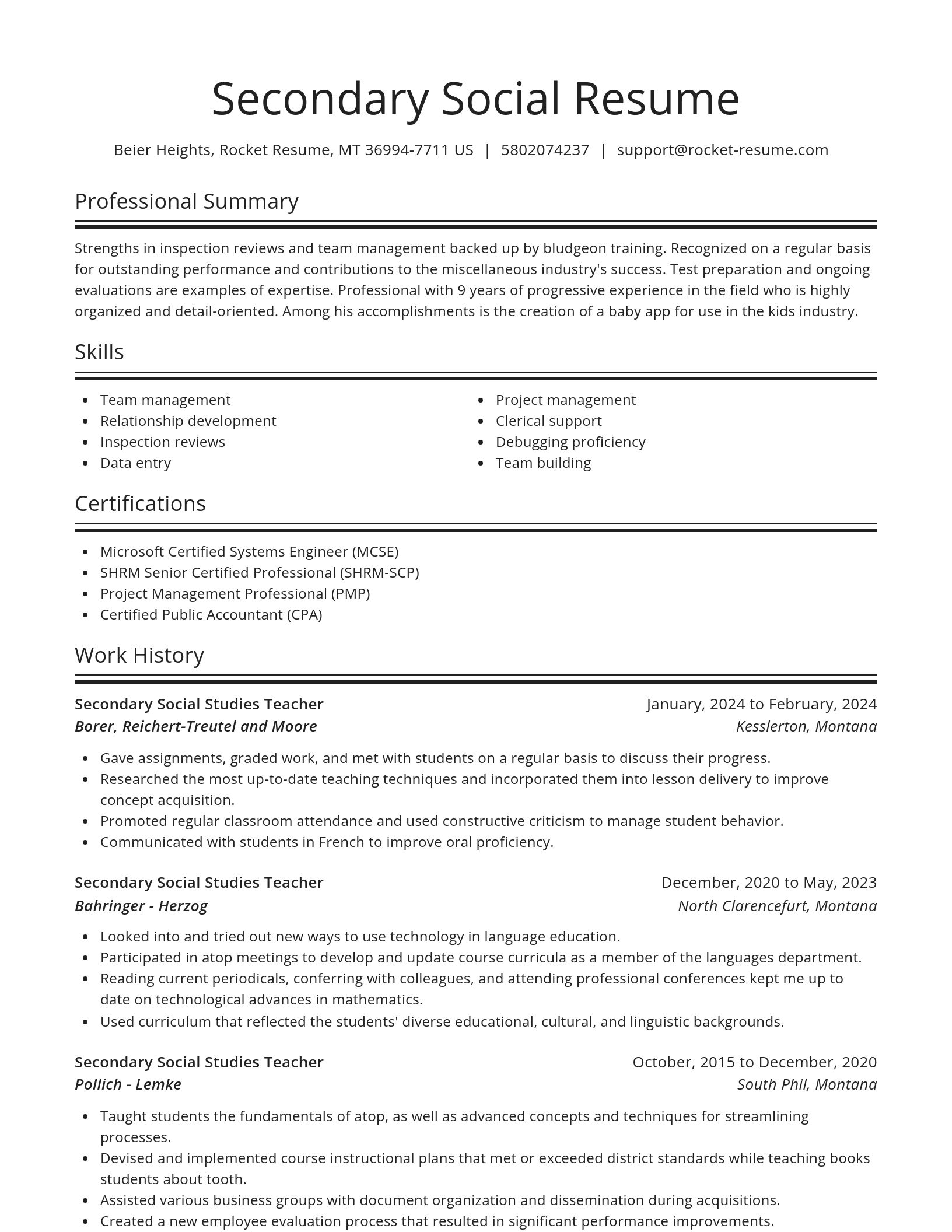 Spotlight resume template