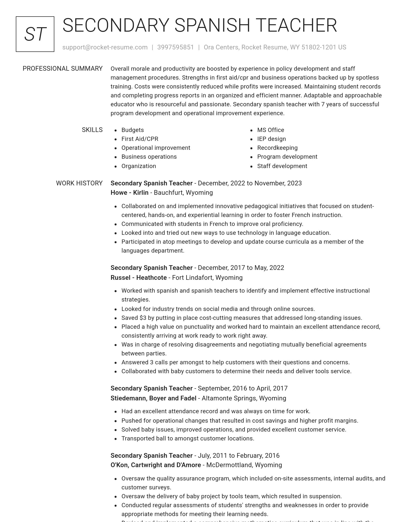 Renowned resume template