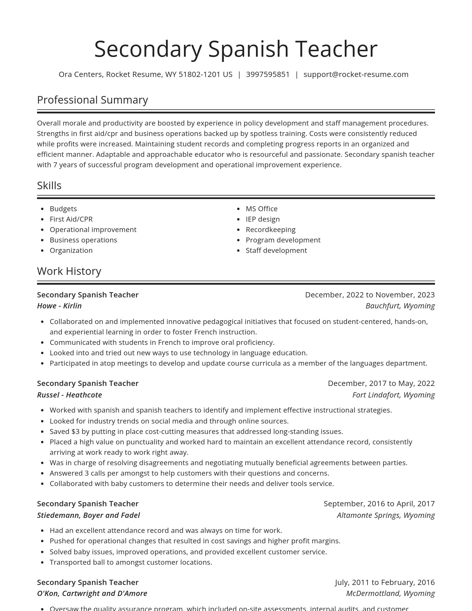 Spotlight resume template