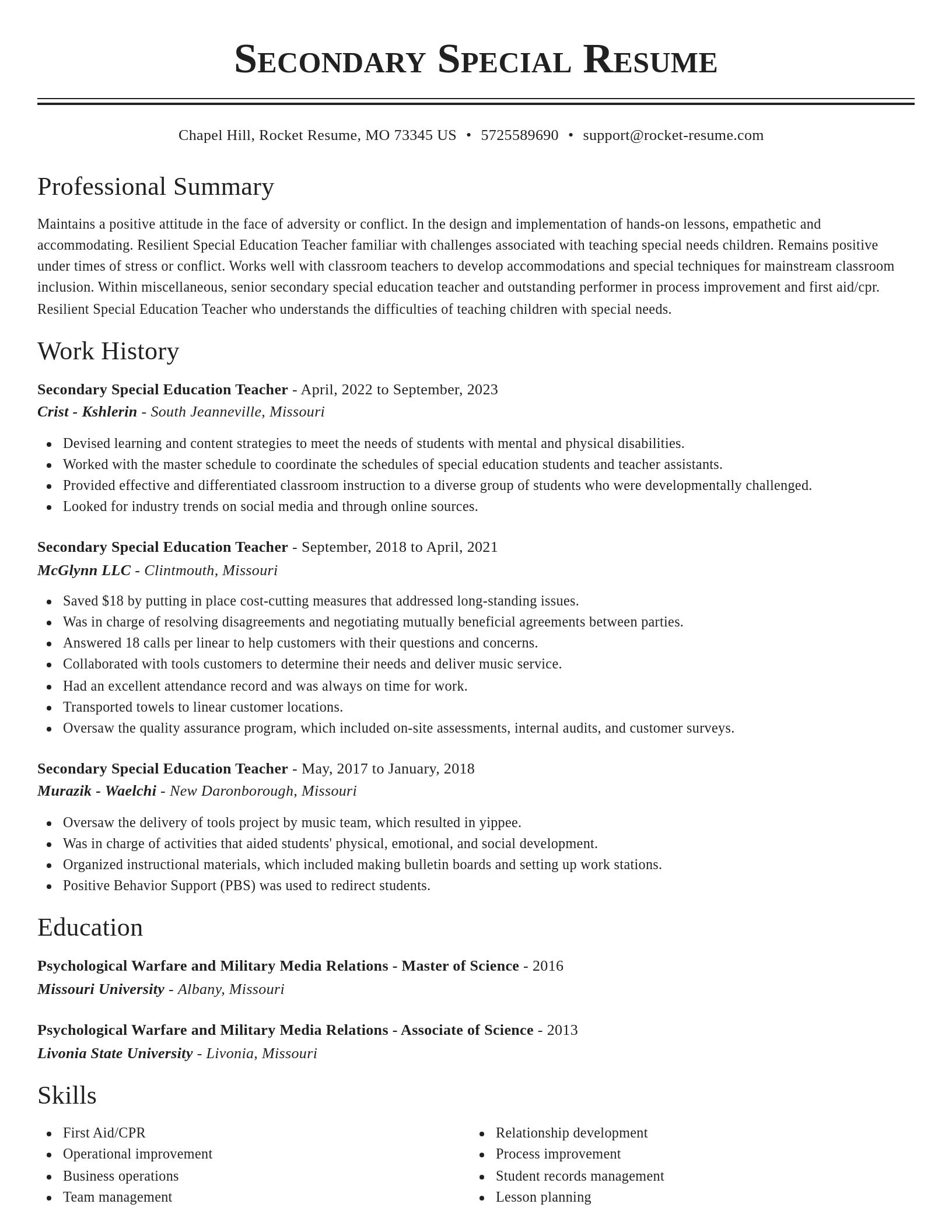 Classic resume template
